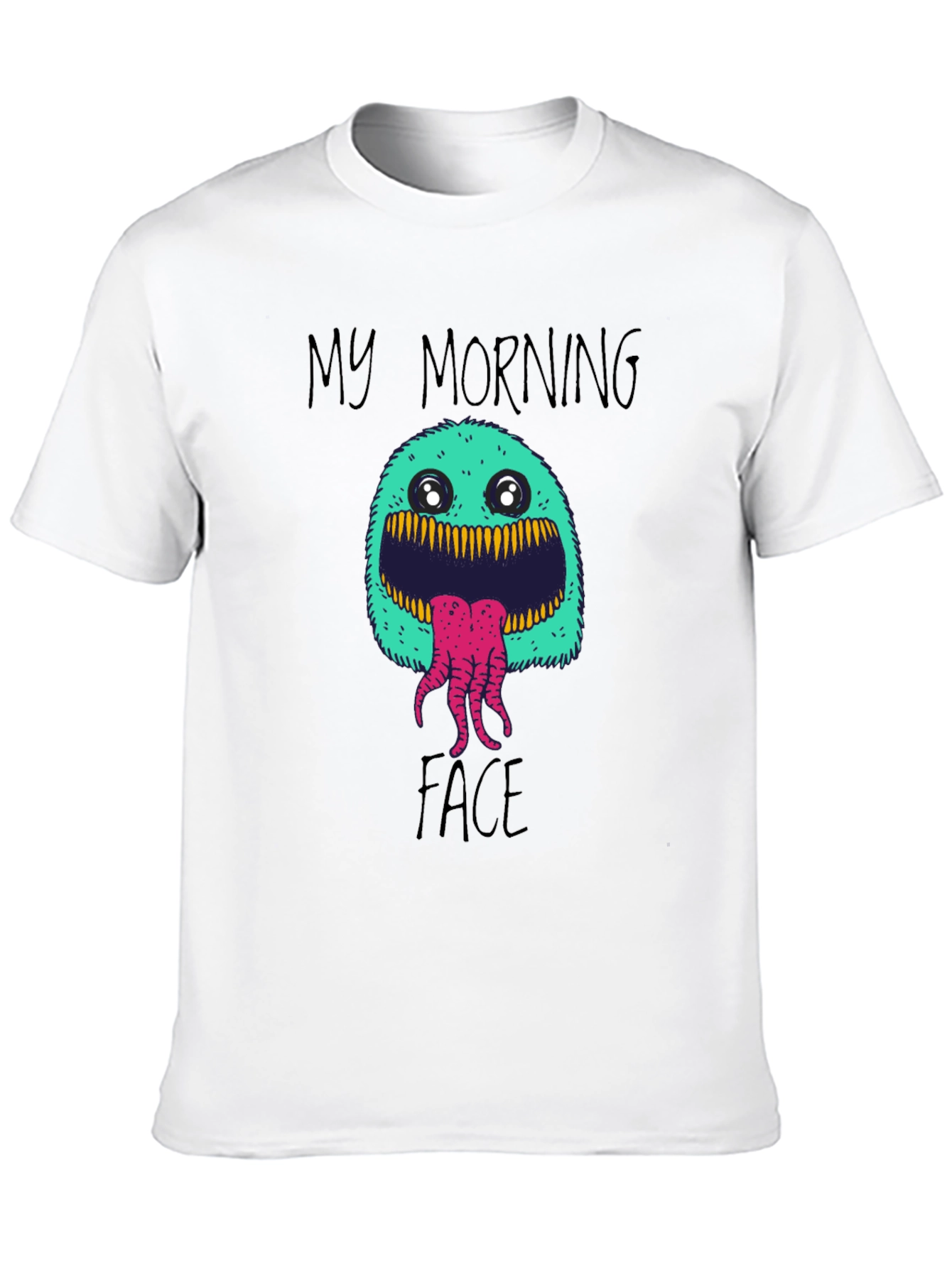Black My Morning Face T-Shirt - Funny Monster Graphic Tee view 10