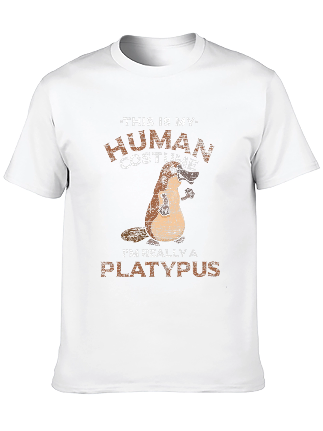 Black Human Costume I'm Really A Platypus Funny T-Shirt view 10