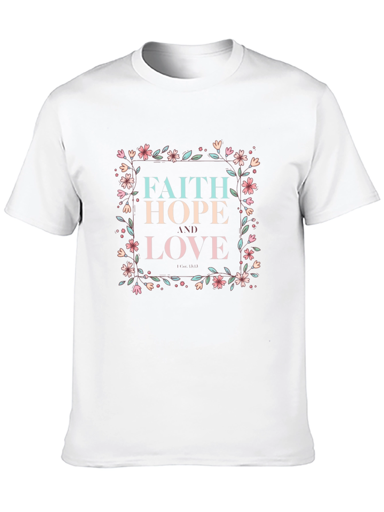Black Faith Hope Love Graphic Tee - Floral Design view 10