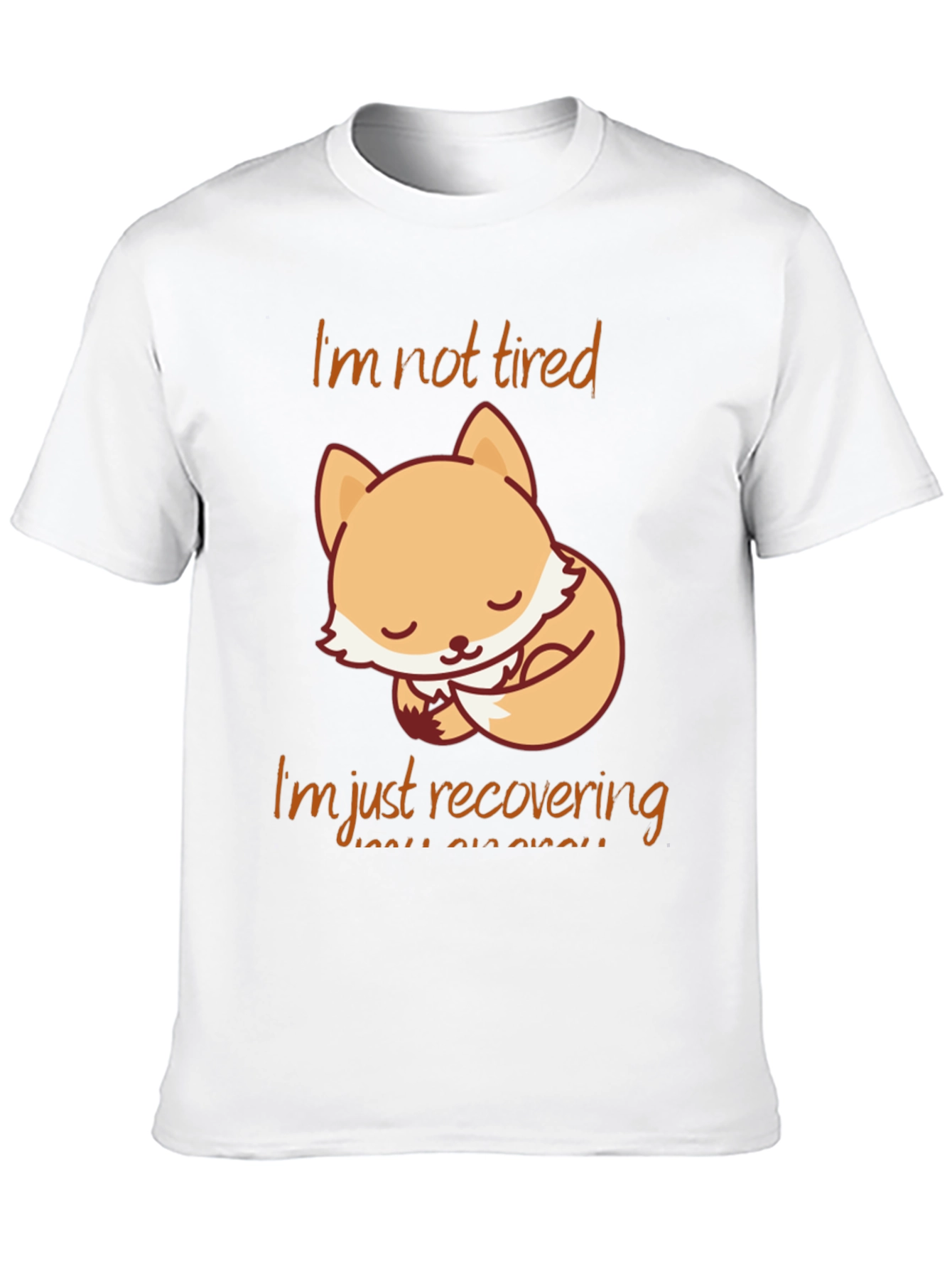 Black Cute Fox "I'm Not Tired" Graphic T-Shirt view 10