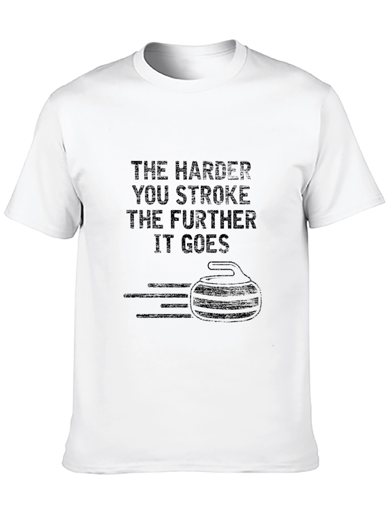 Black Funny Curling T-Shirt: The Harder You Stroke view 10