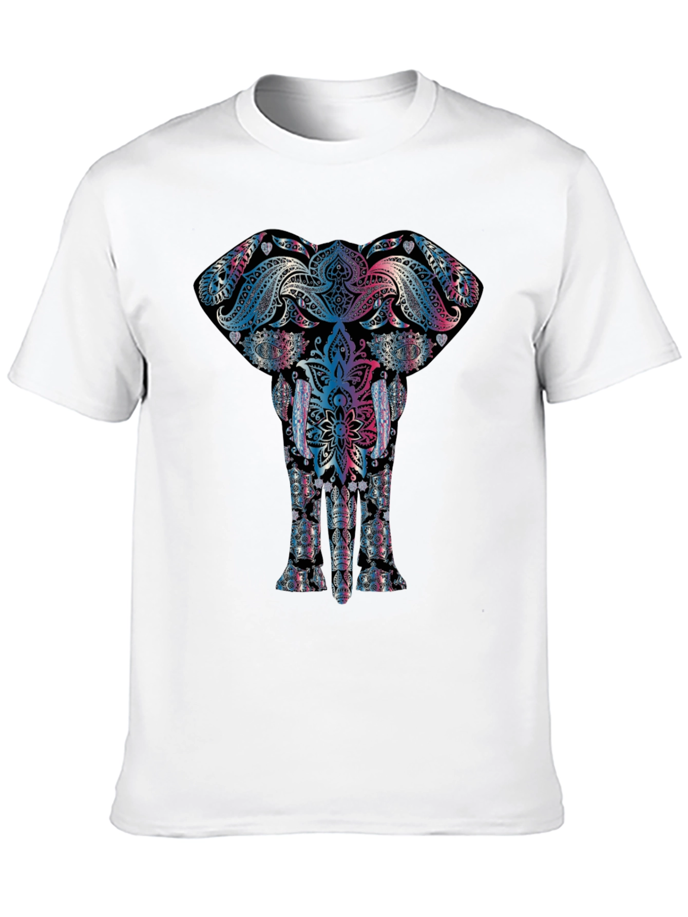 Black Elephant Mandala Graphic Tee - Black Cotton T-Shirt view 10