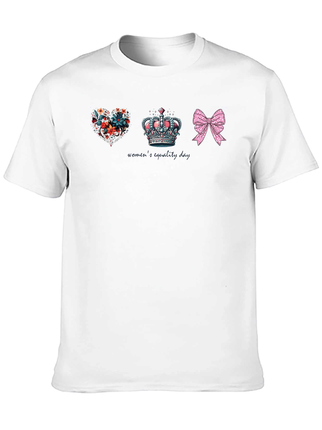 Black Floral Heart Crown Bow Graphic Tee - Unisex view 10
