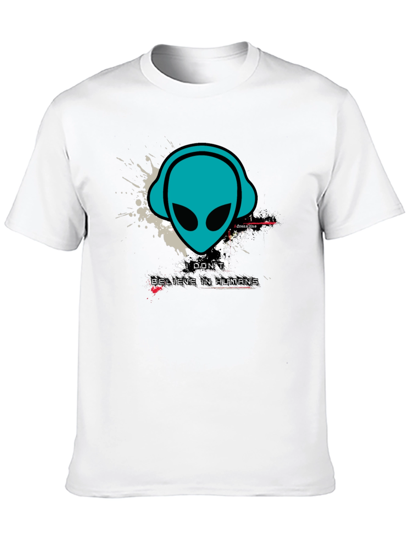 Black Alien Headphones Graphic Tee - Believe in Humans? view 10