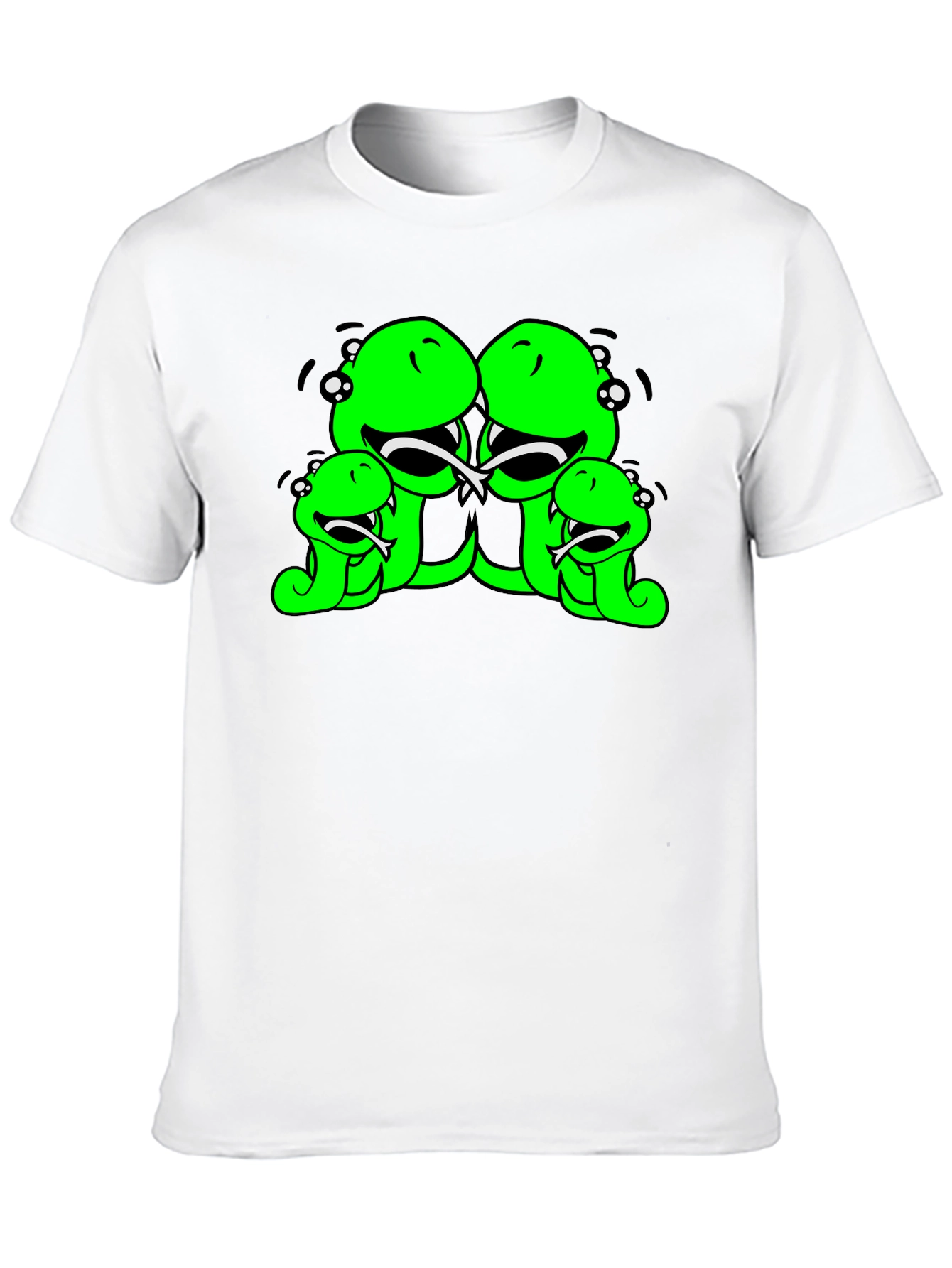 Black Funny Cartoon Snake Family Black T-Shirt view 10