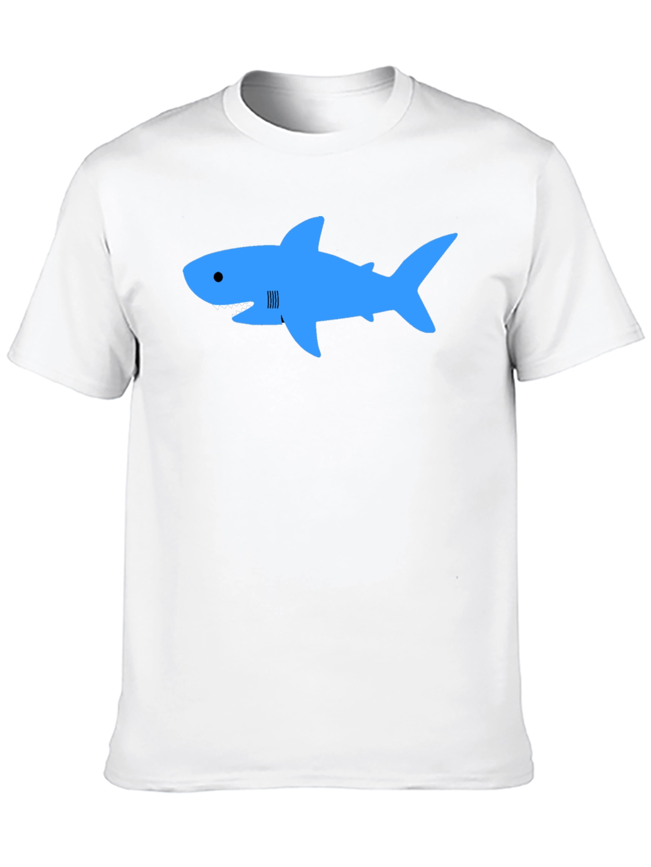 Black Blue Shark Graphic T-Shirt - Classic Crew Neck view 10