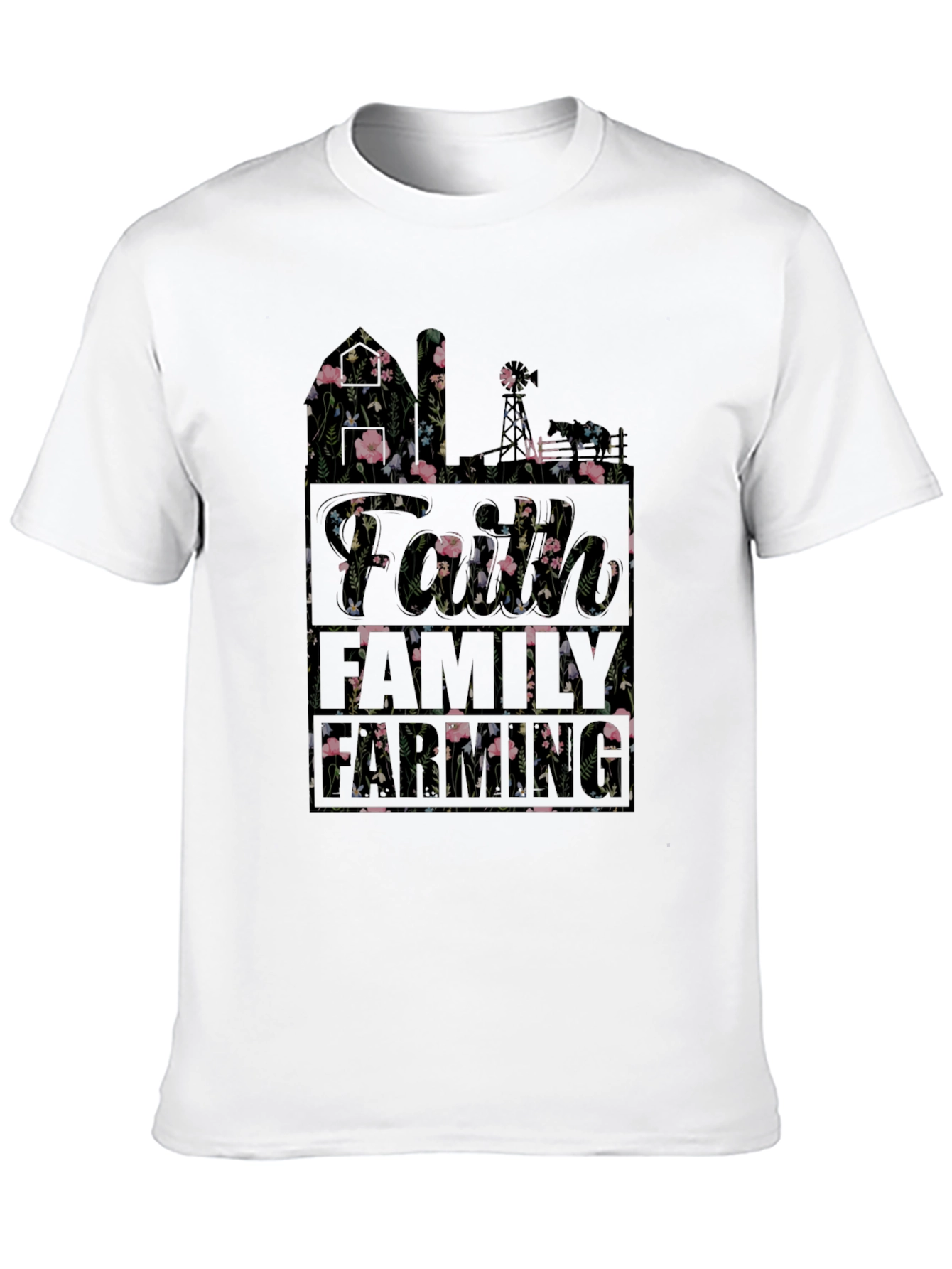 Black Floral Faith Family T-Shirt | Black Cotton Blend view 10
