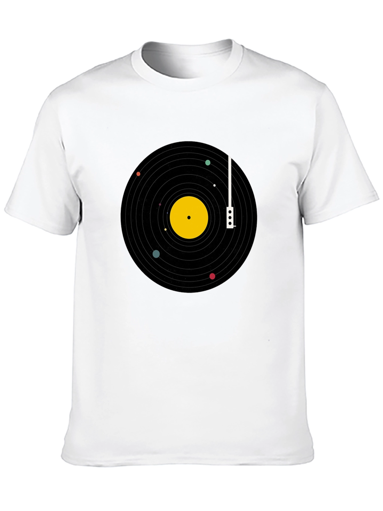 Black Planetary Vinyl Record T-Shirt - Black Cotton Tee view 10
