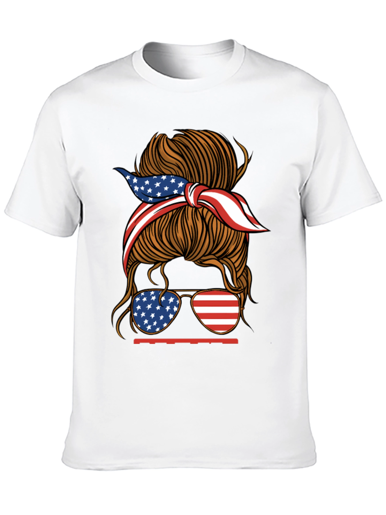 Black Patriotic Messy Bun Women's Graphic Tee view 10