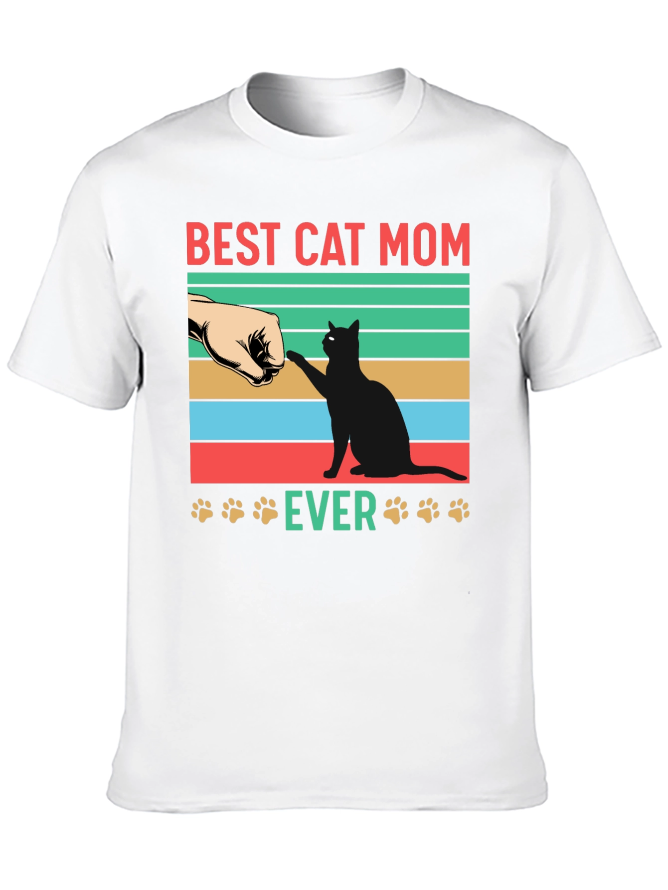 Black Best Cat Mom Ever Graphic T-Shirt view 10