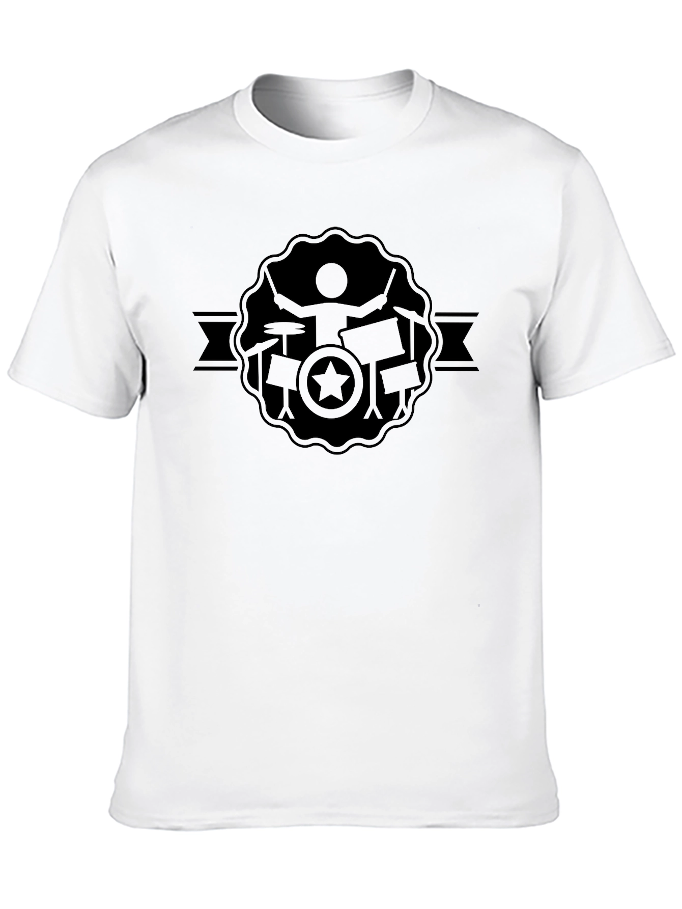 Black Drummer Graphic Tee - Black Crew Neck T-Shirt view 10