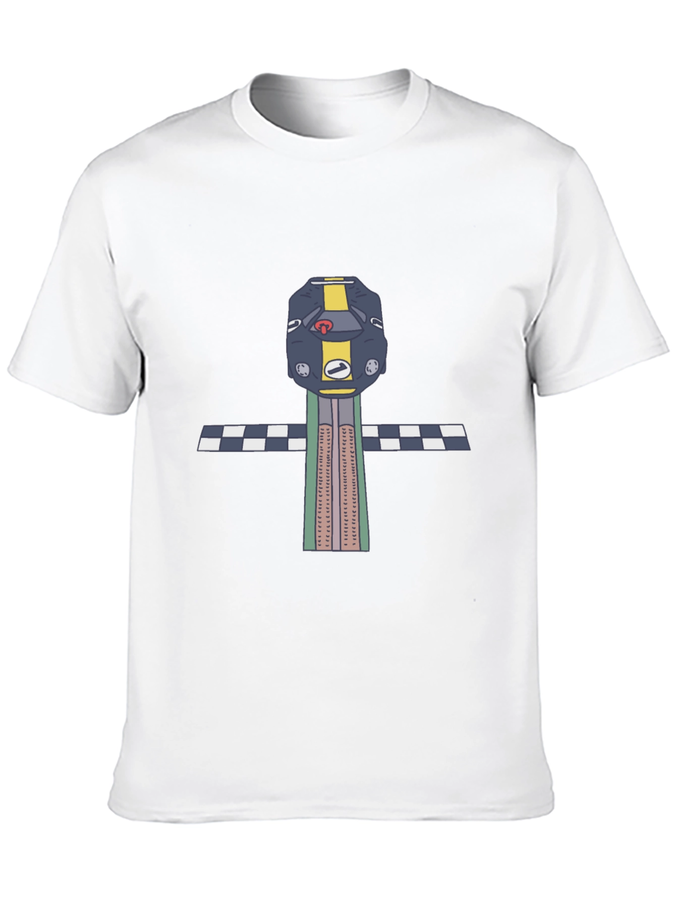 Black Retro Race Car T-Shirt - Checkered Finish view 10