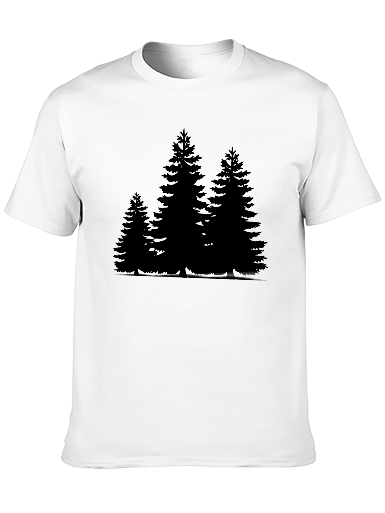 Black Men's Black T-Shirt with Forest Print view 10