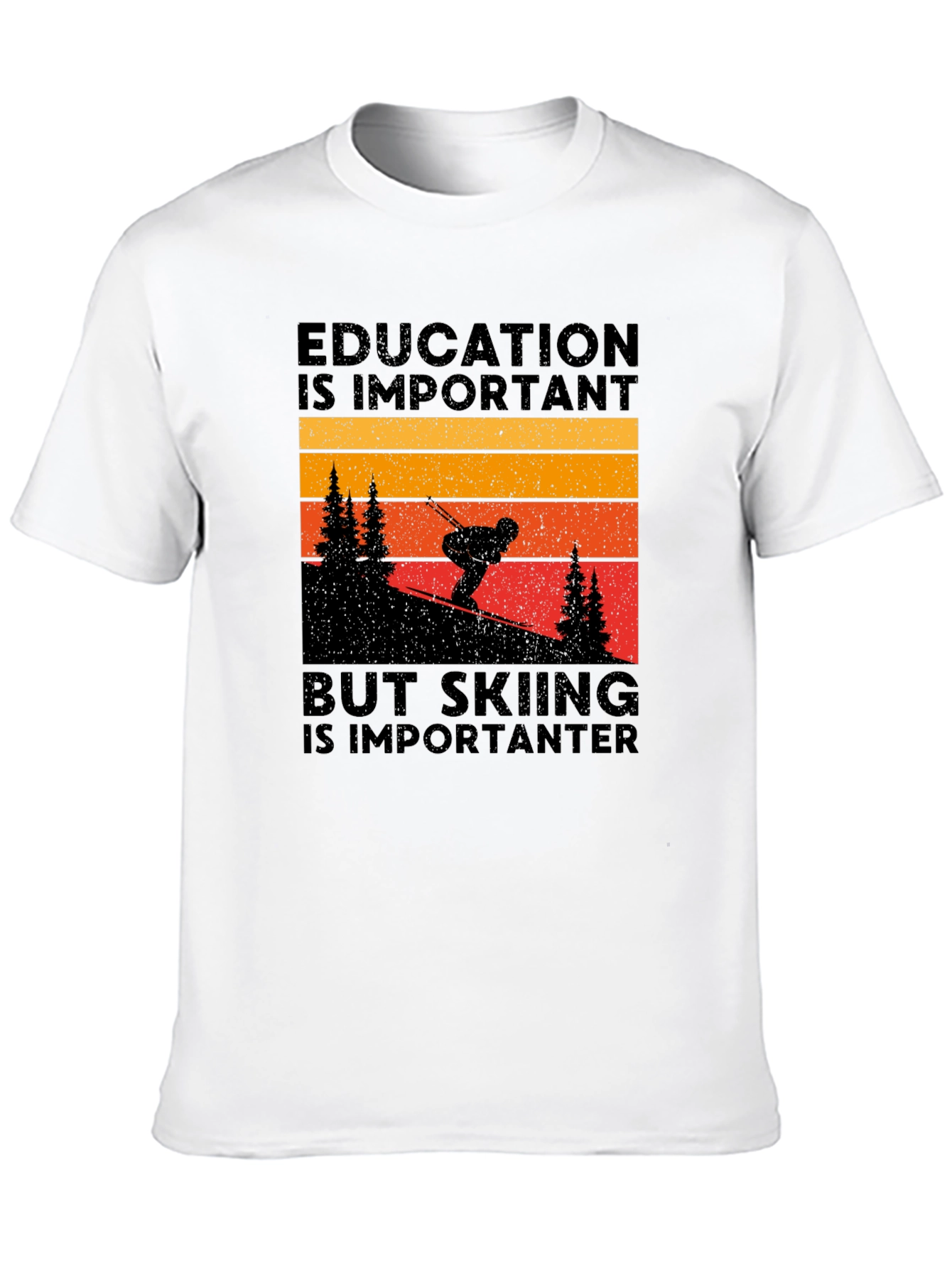 Black Skiing is Importanter Graphic Tee view 10