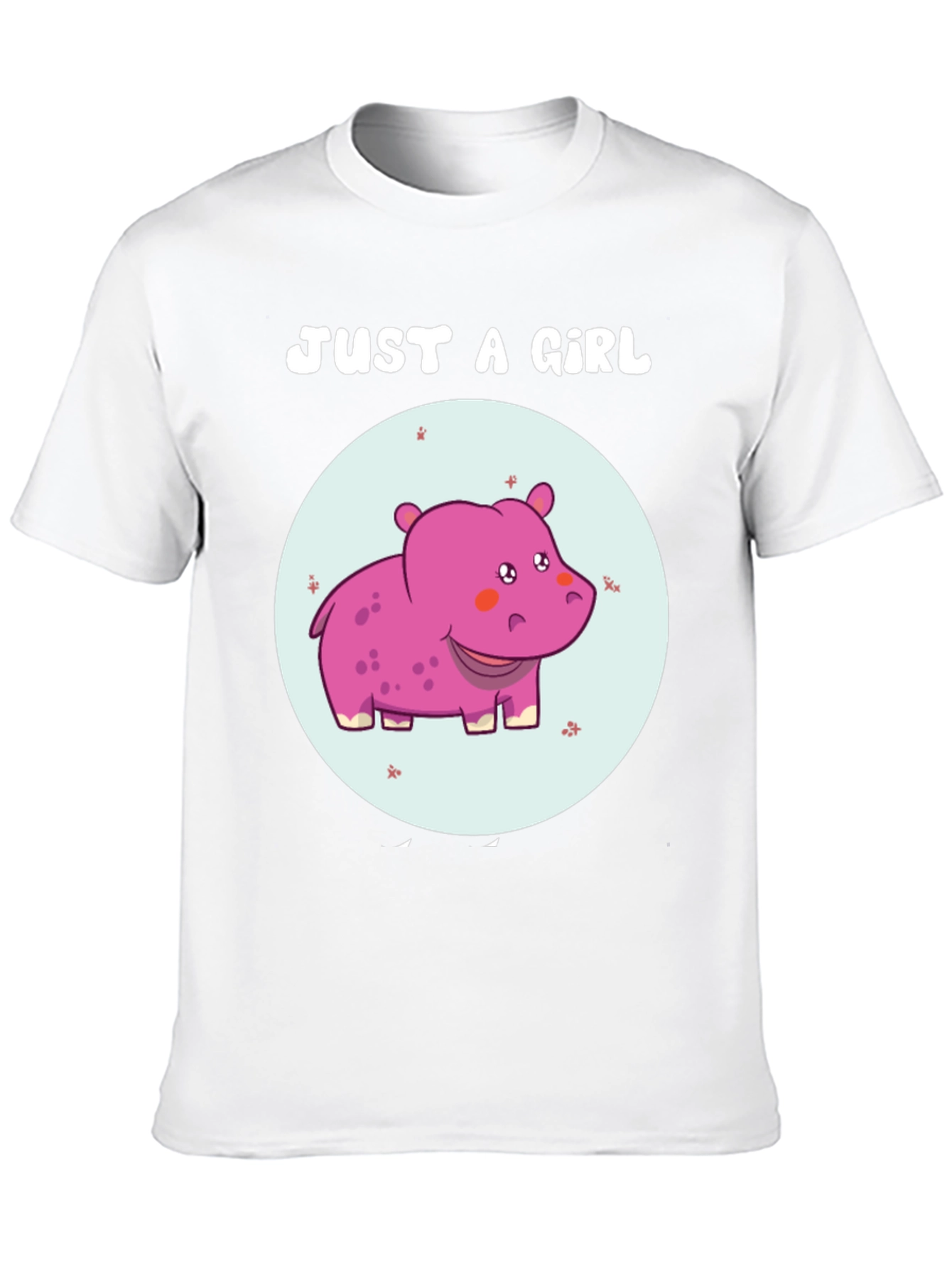 Black Just A Girl Hippo T-Shirt Cute Animal Graphic Tee view 10