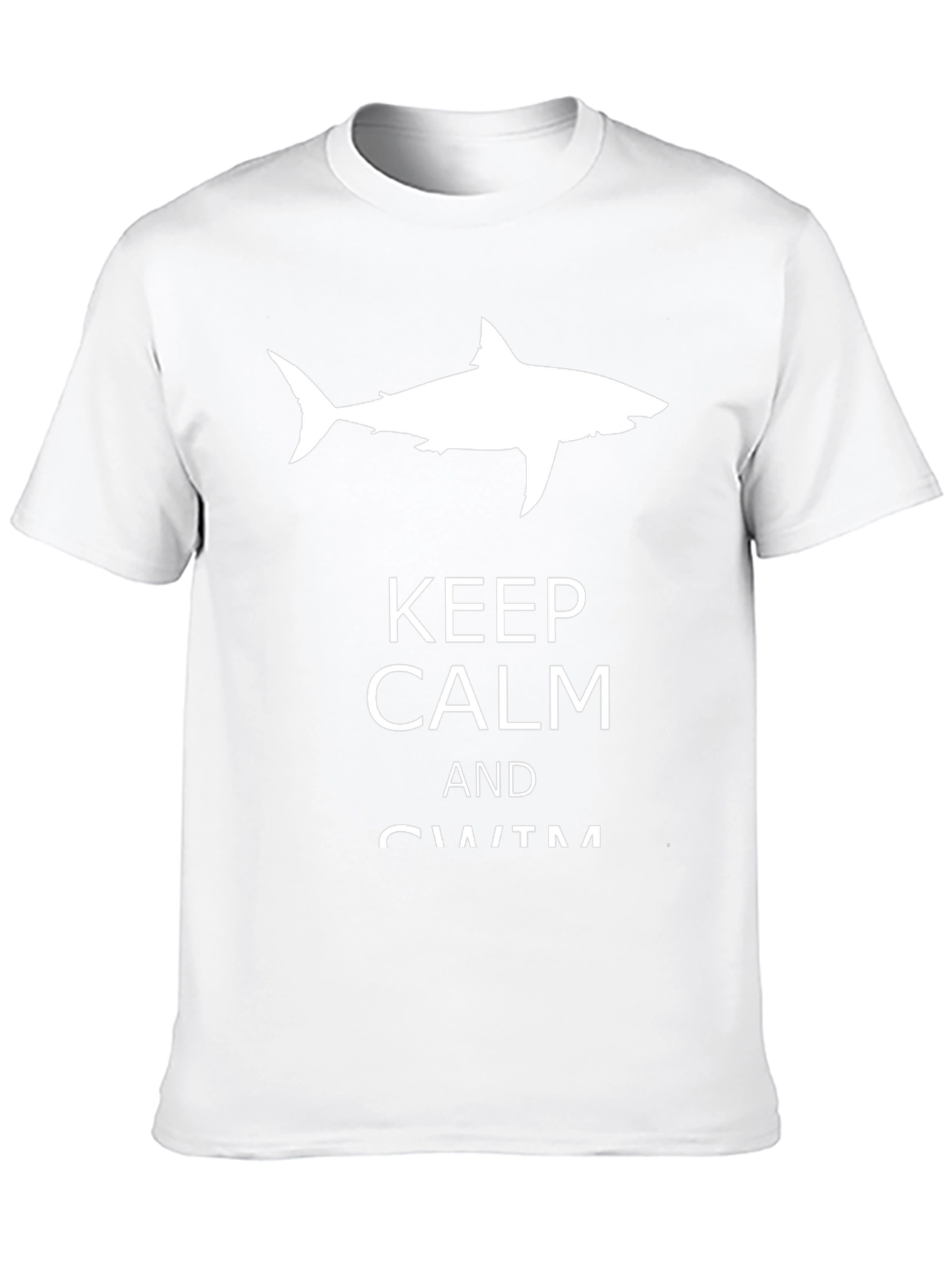 Black Keep Calm and Swim Black T-Shirt with Shark view 10