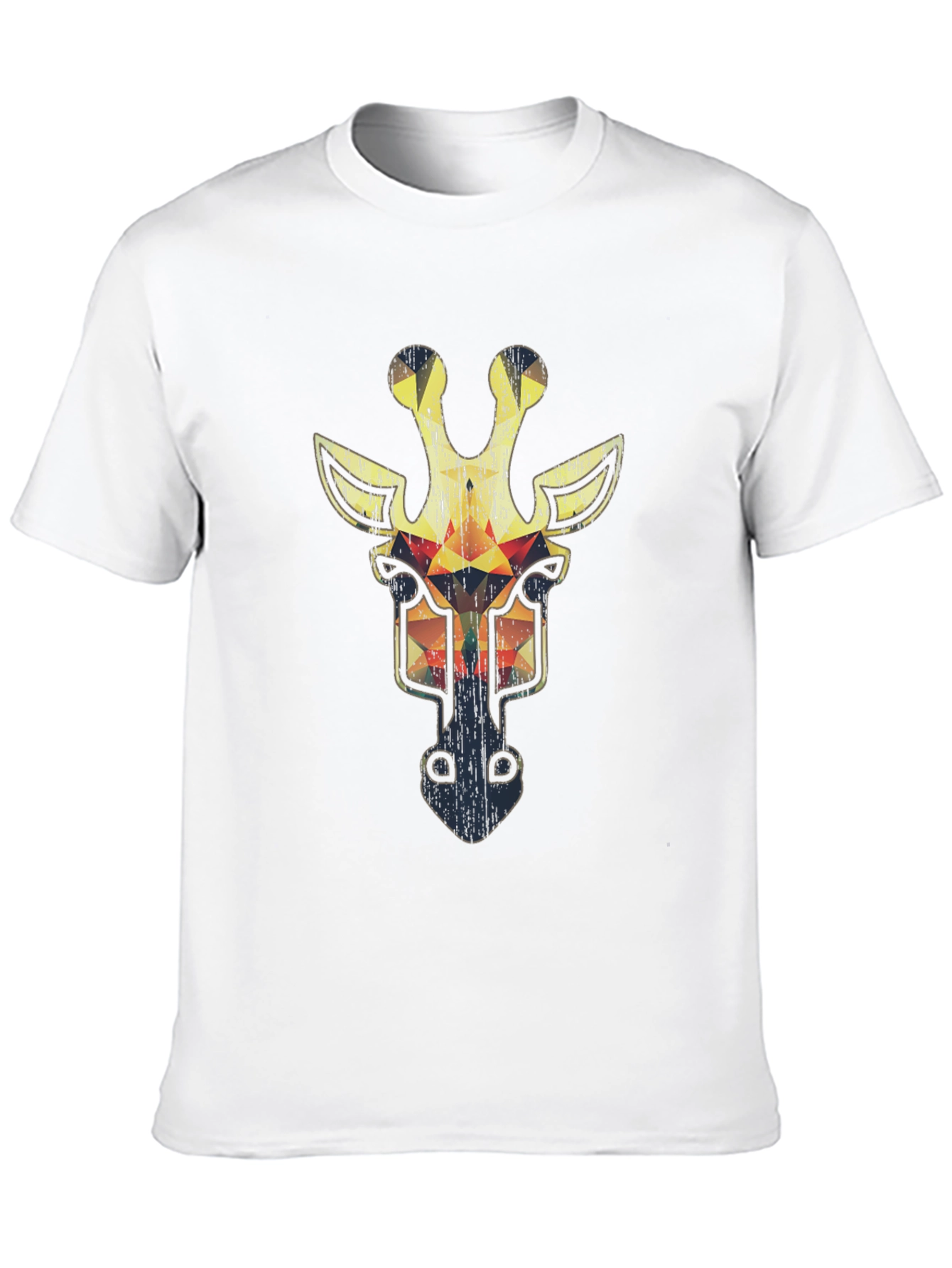 Black Geometric Giraffe Graphic Tee - Cool Animal Print T-Shirt view 10