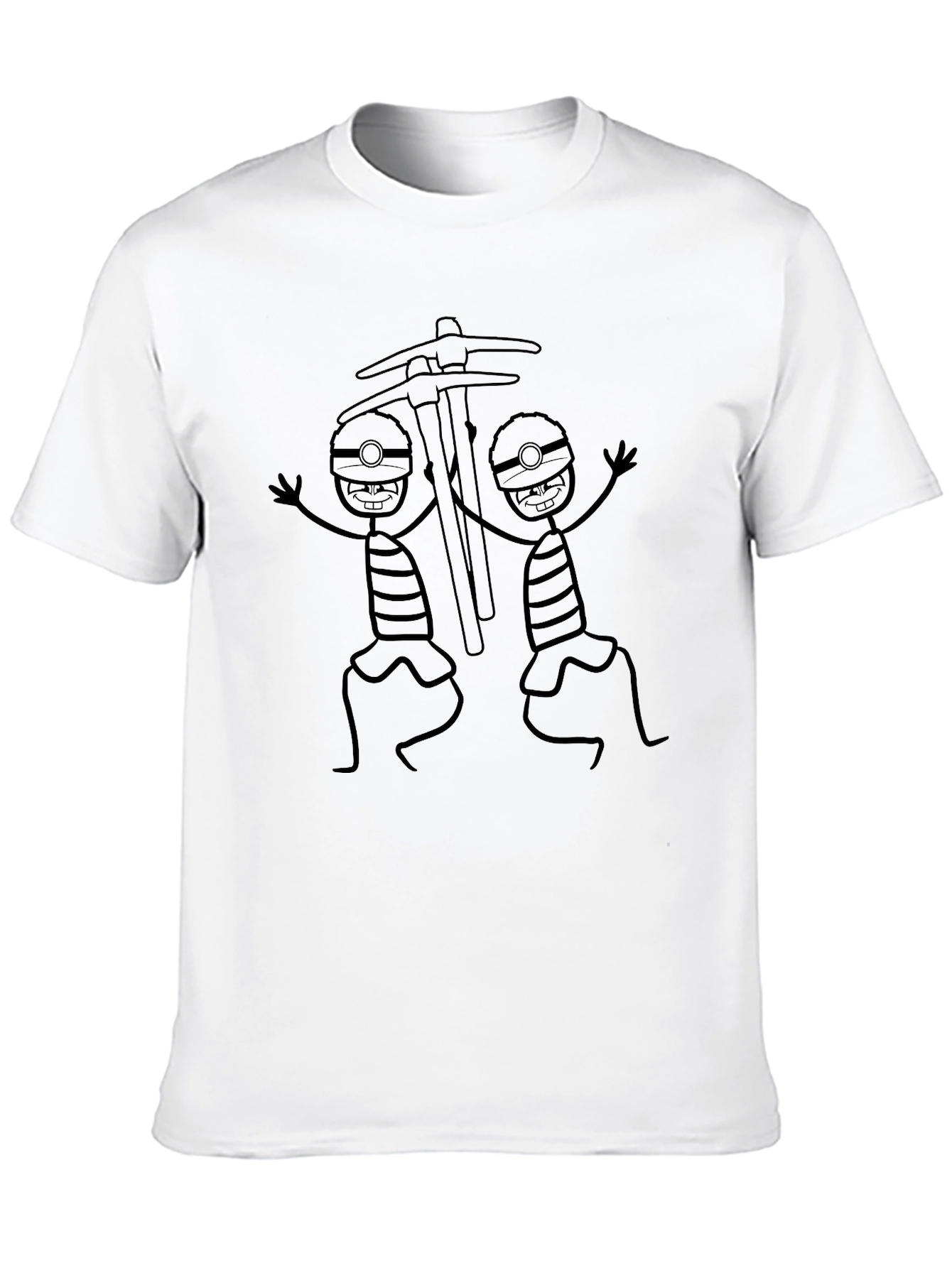 Black Cartoon Miner T-Shirt - Black Crew Neck Tee view 10