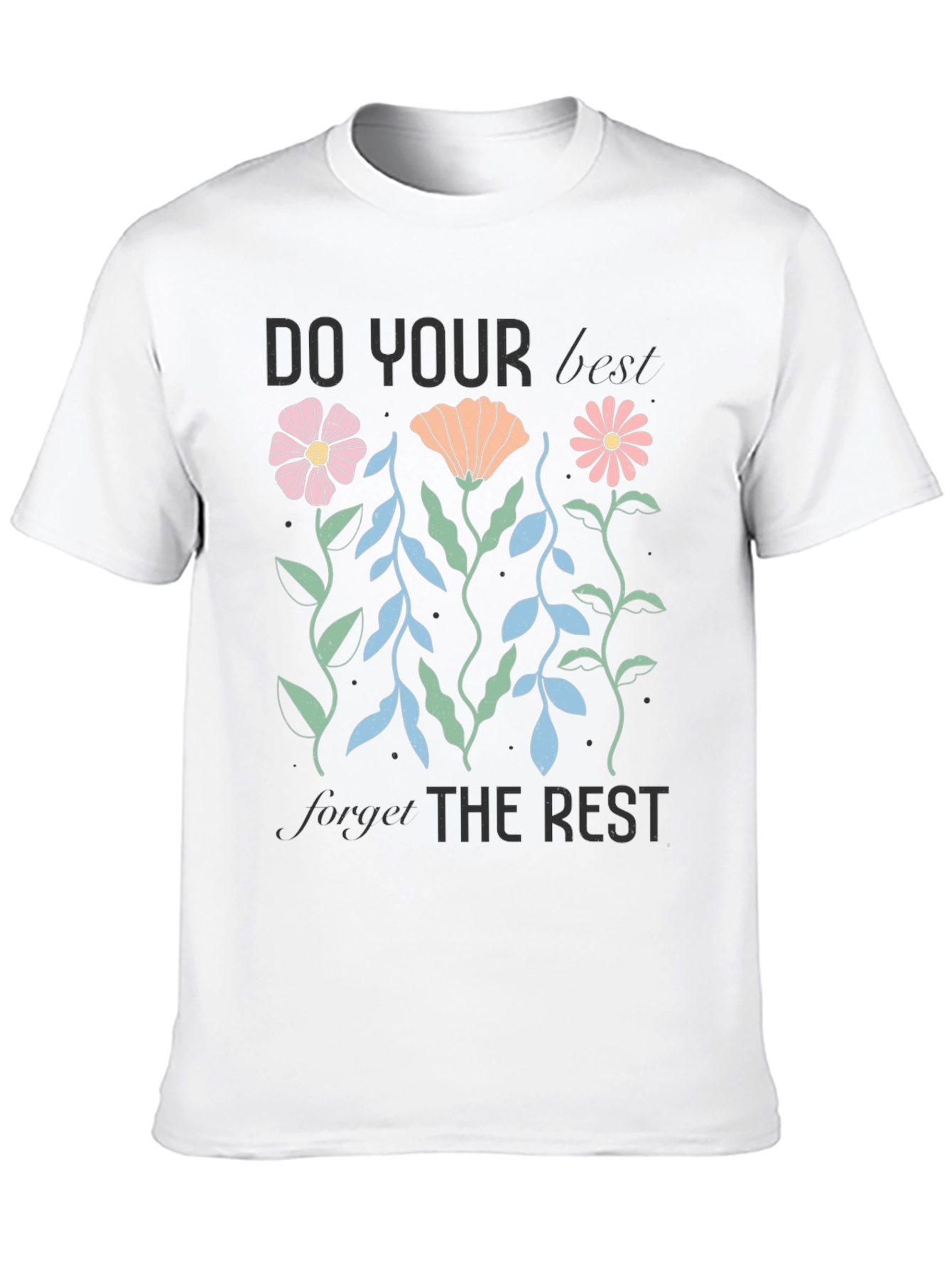 Black Motivational Floral Graphic T-Shirt view 10