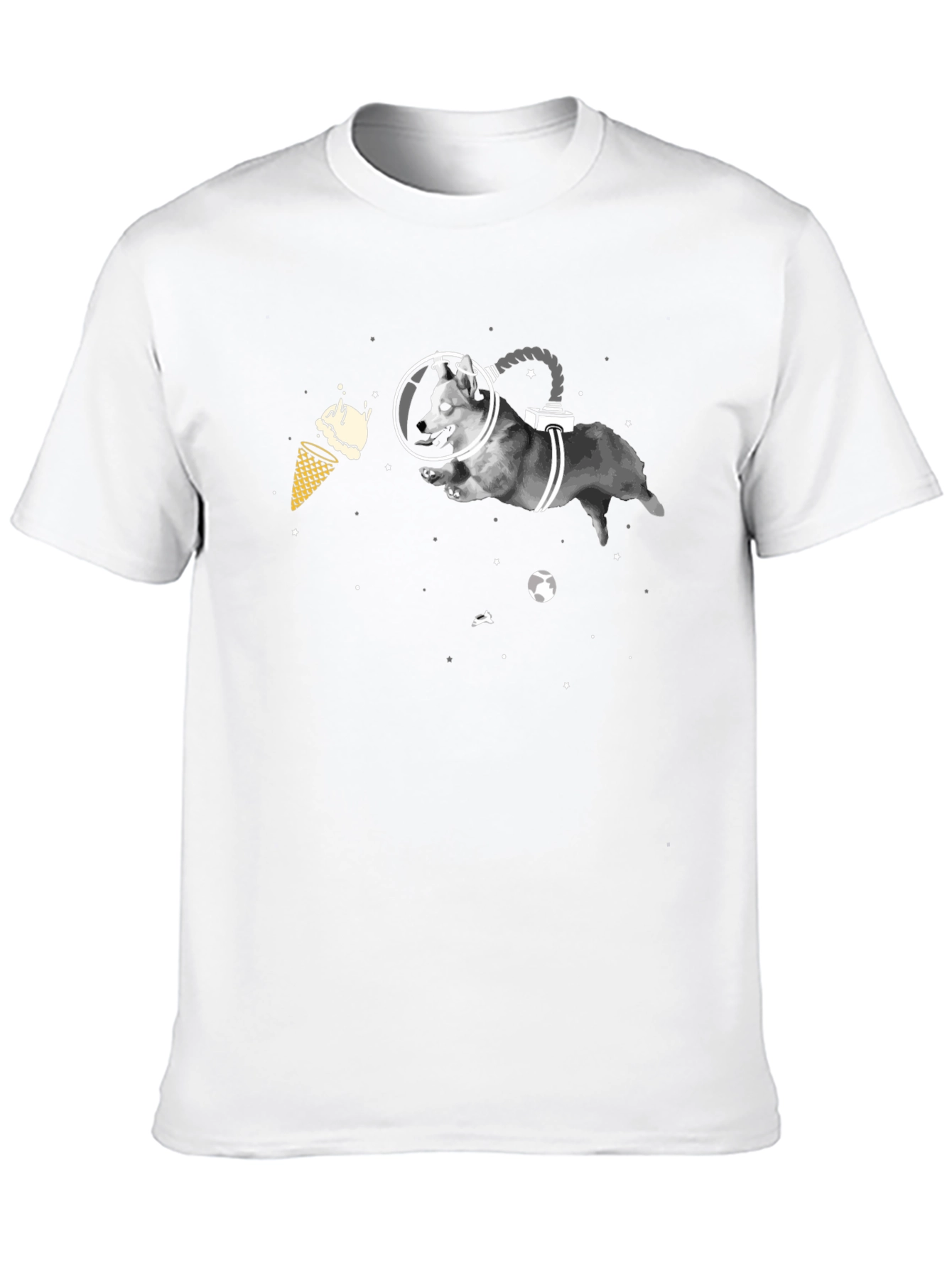 Black Space Dog T-Shirt - Funny Graphic Tee view 10