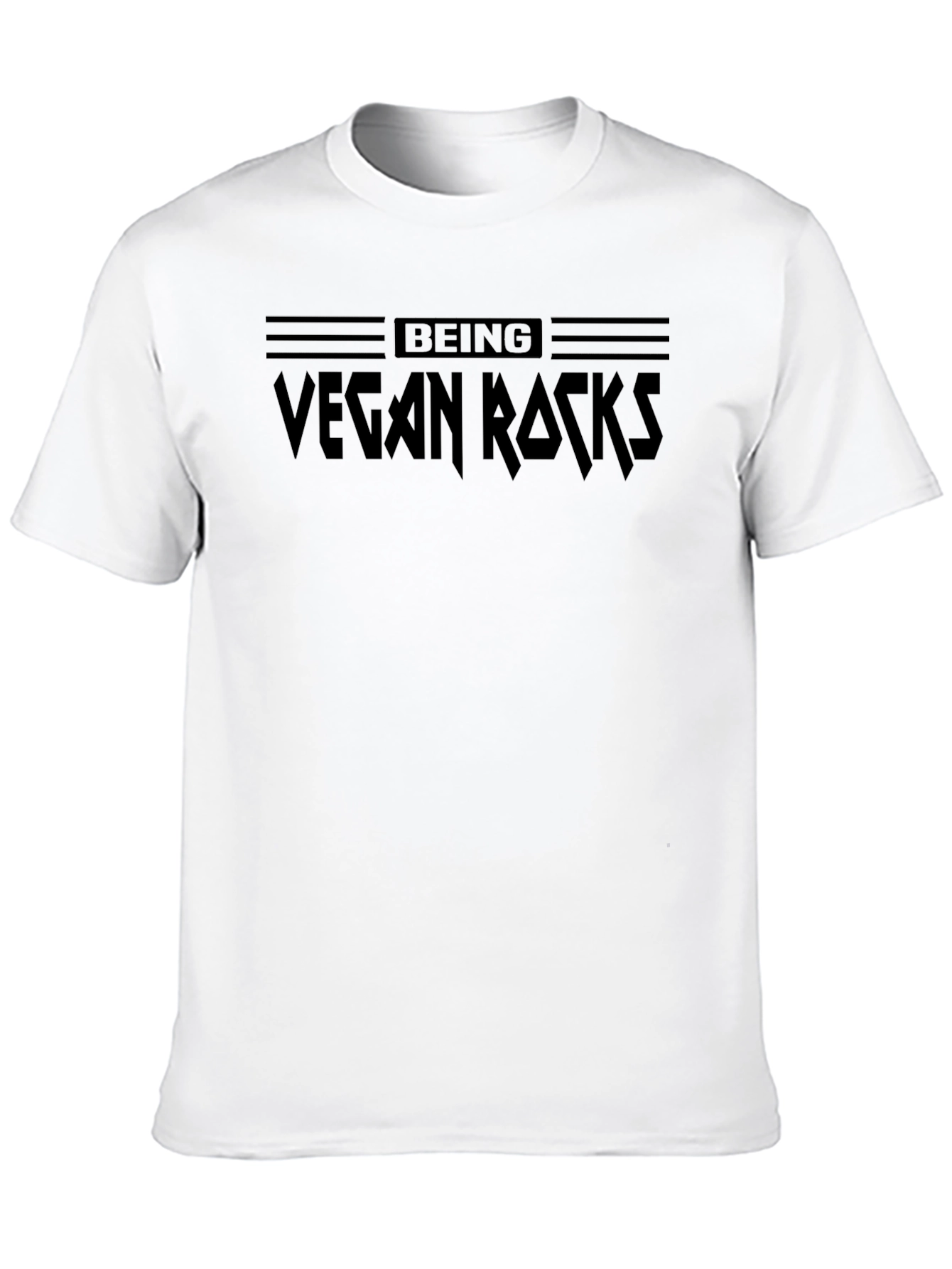 Black Being Vegan Rocks T-Shirt - Black Graphic Tee view 10