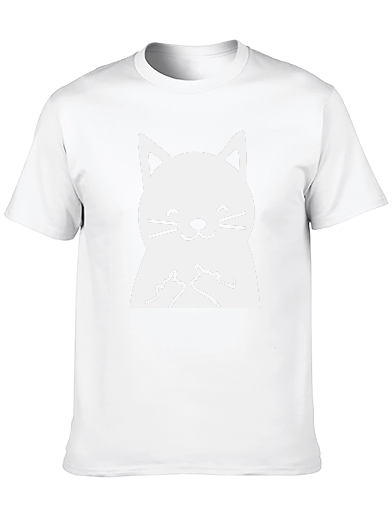 Black Funny Cat Middle Finger Graphic T-Shirt view 10