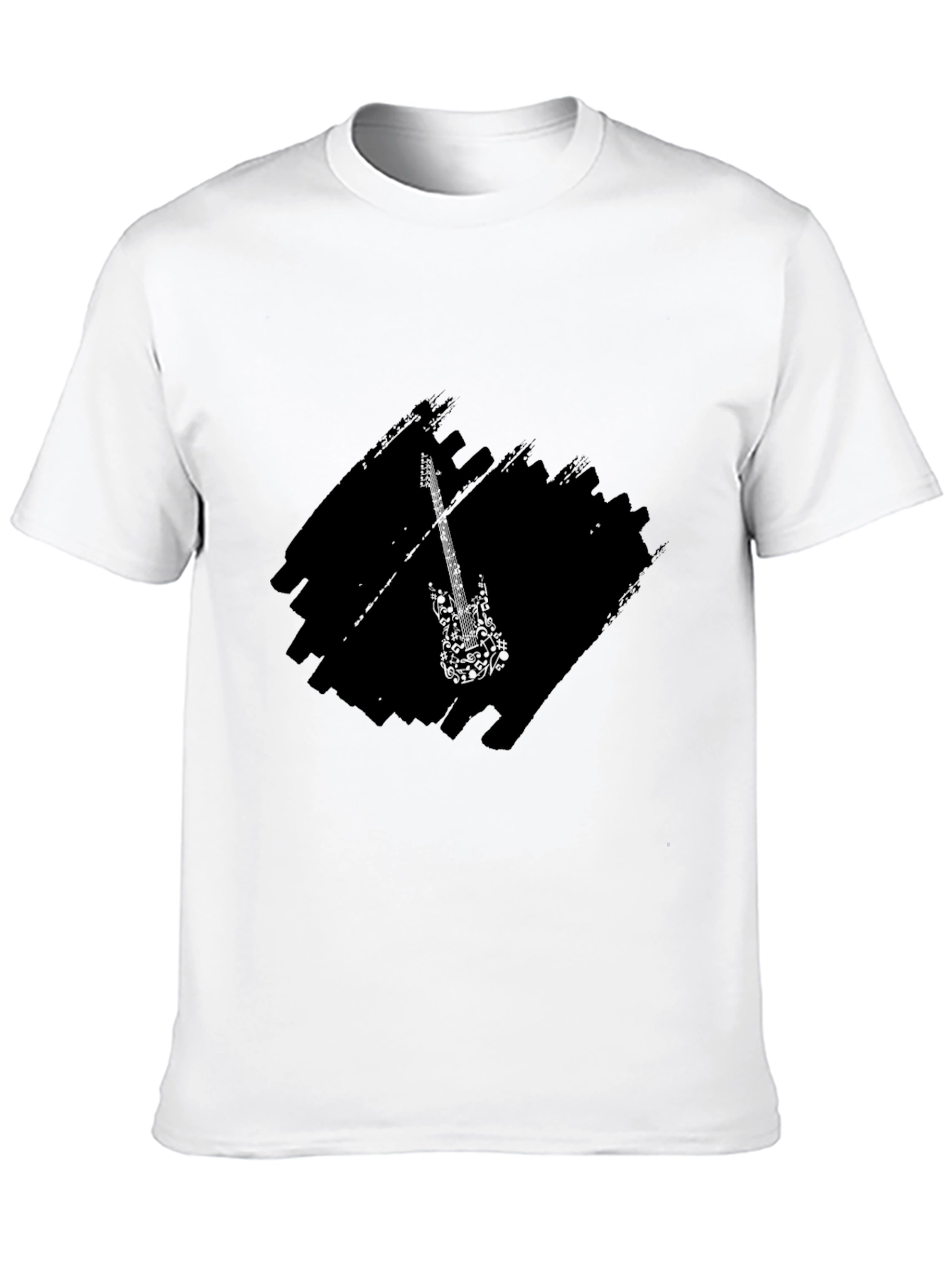 Black Black Graphic Tee with Guitar Design view 10