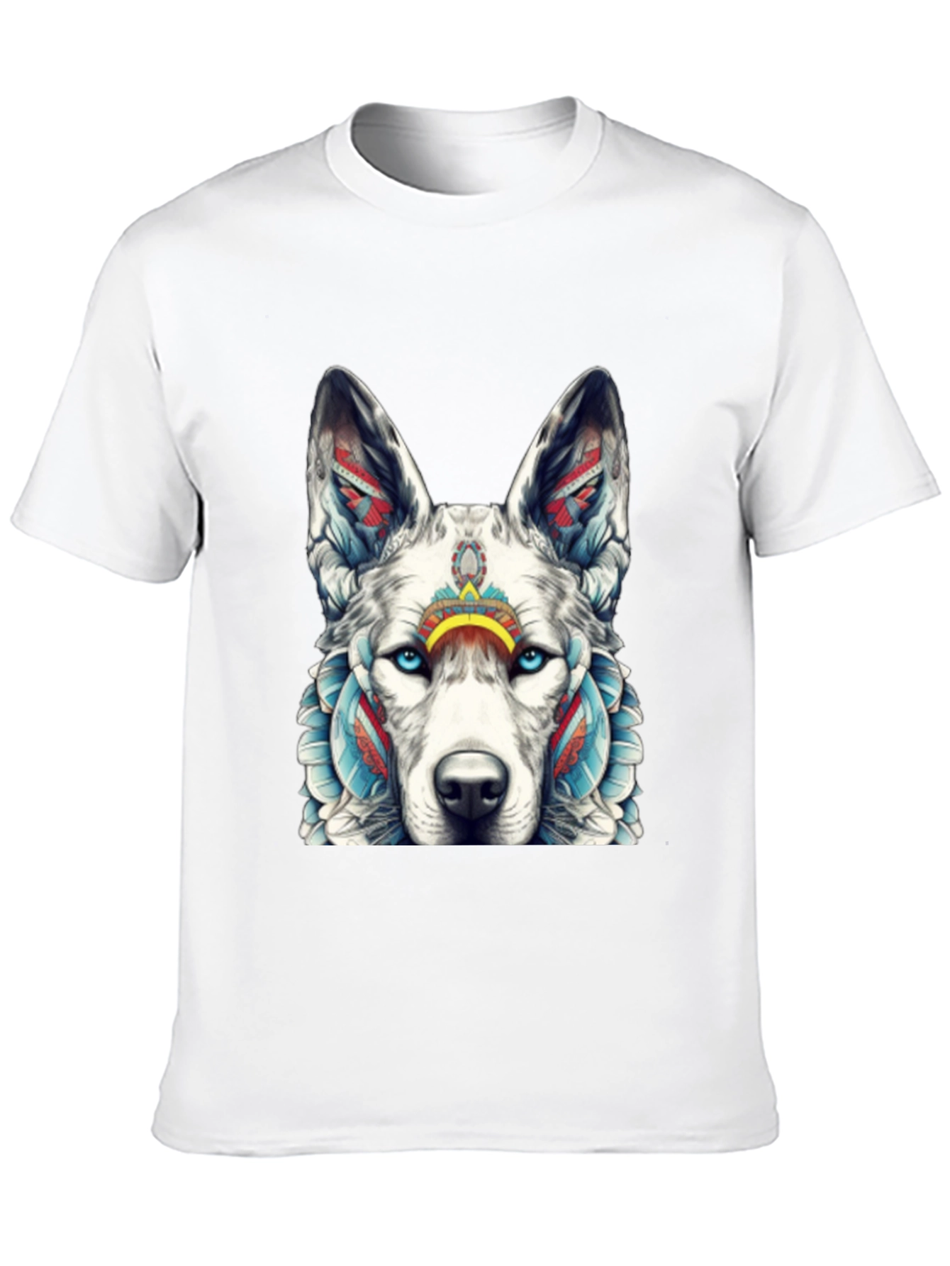 Black Wolf Graphic Tee - Tribal Style T-Shirt view 10