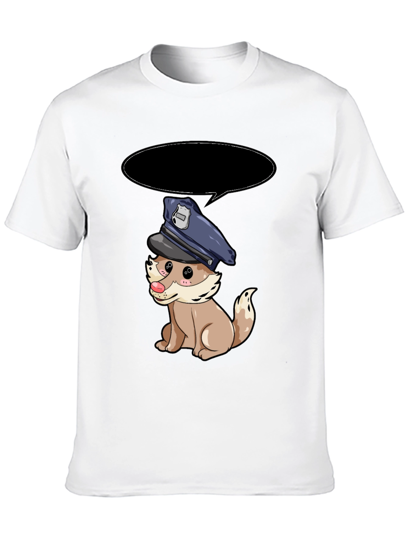 Black Cartoon Dog Police T-Shirt view 10