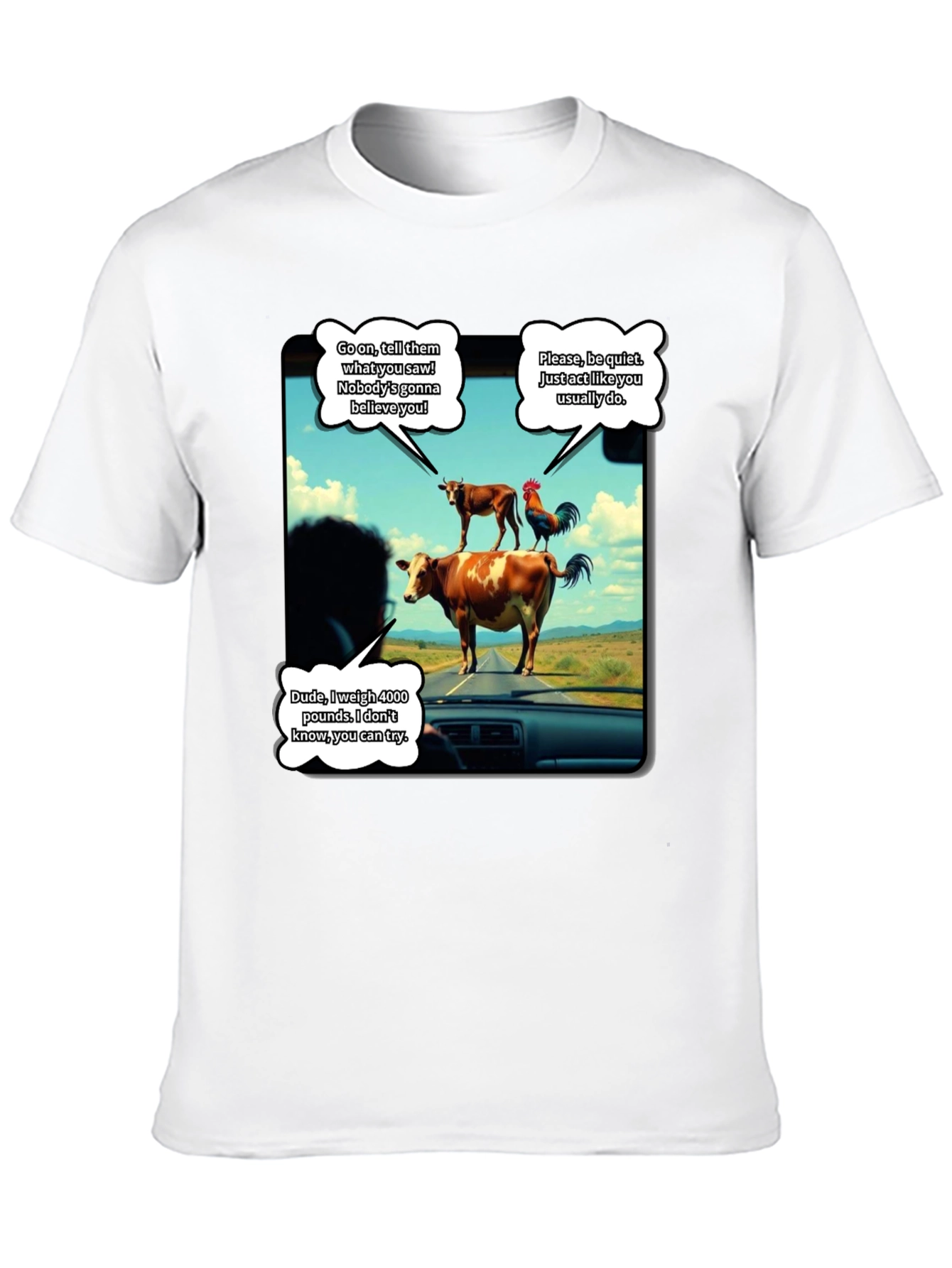 Black Talking Animals Graphic T-Shirt - Novelty Tee view 10