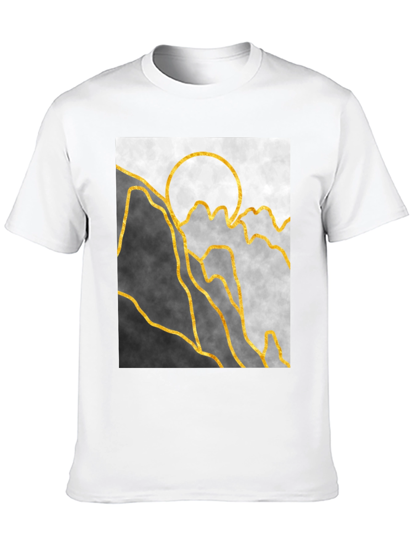 Black Abstract Mountain & Sun Graphic Tee view 10