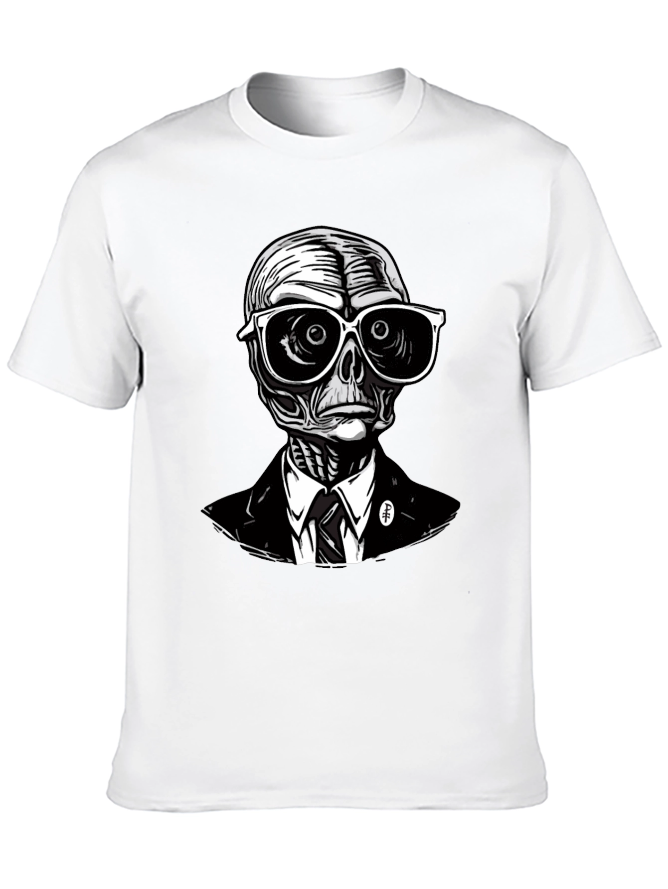 Black Skeleton in Suit Graphic Tee - Unique Design view 10