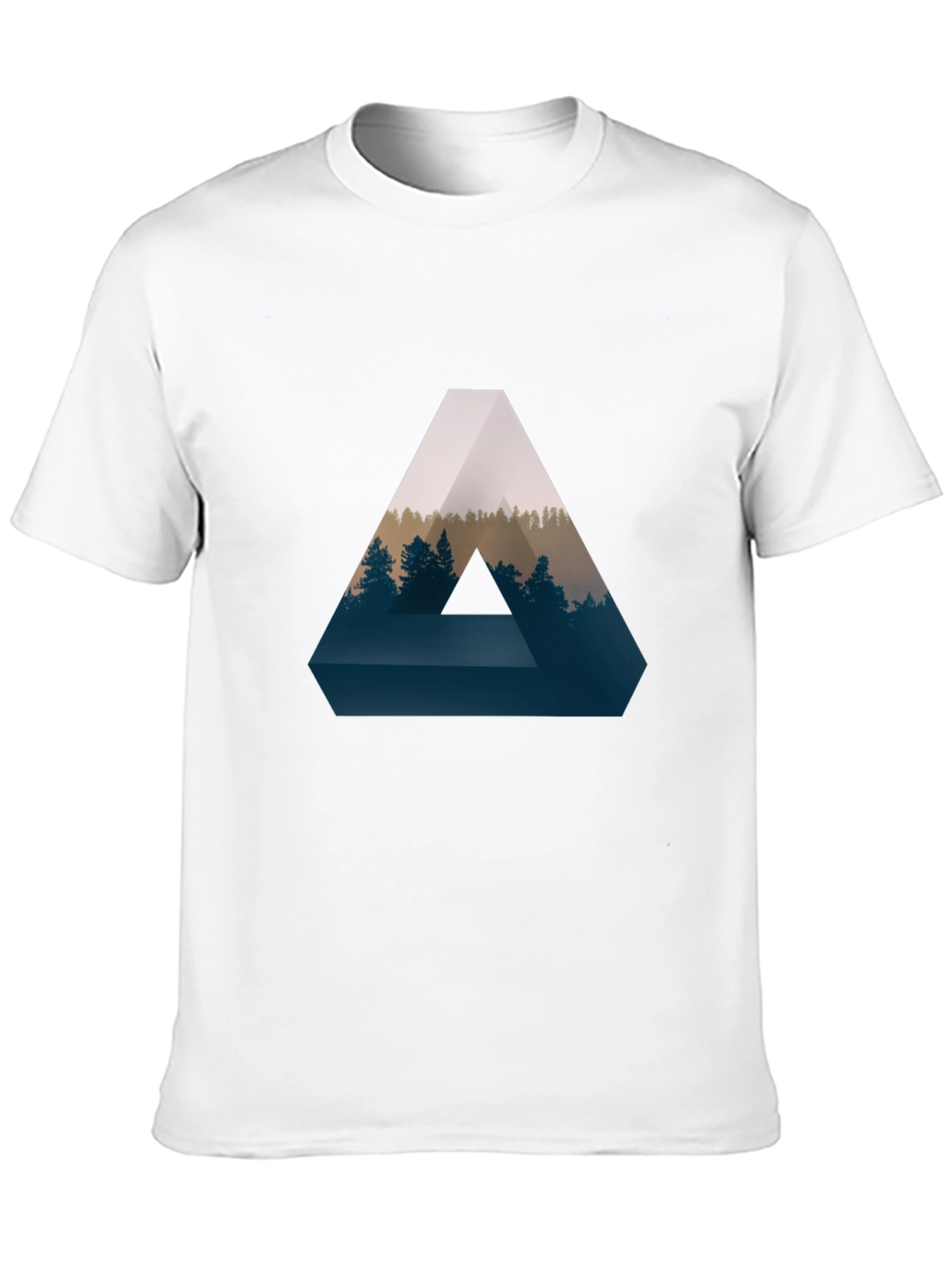 Black Geometric Forest Print T-Shirt - Stylish and Unique view 10