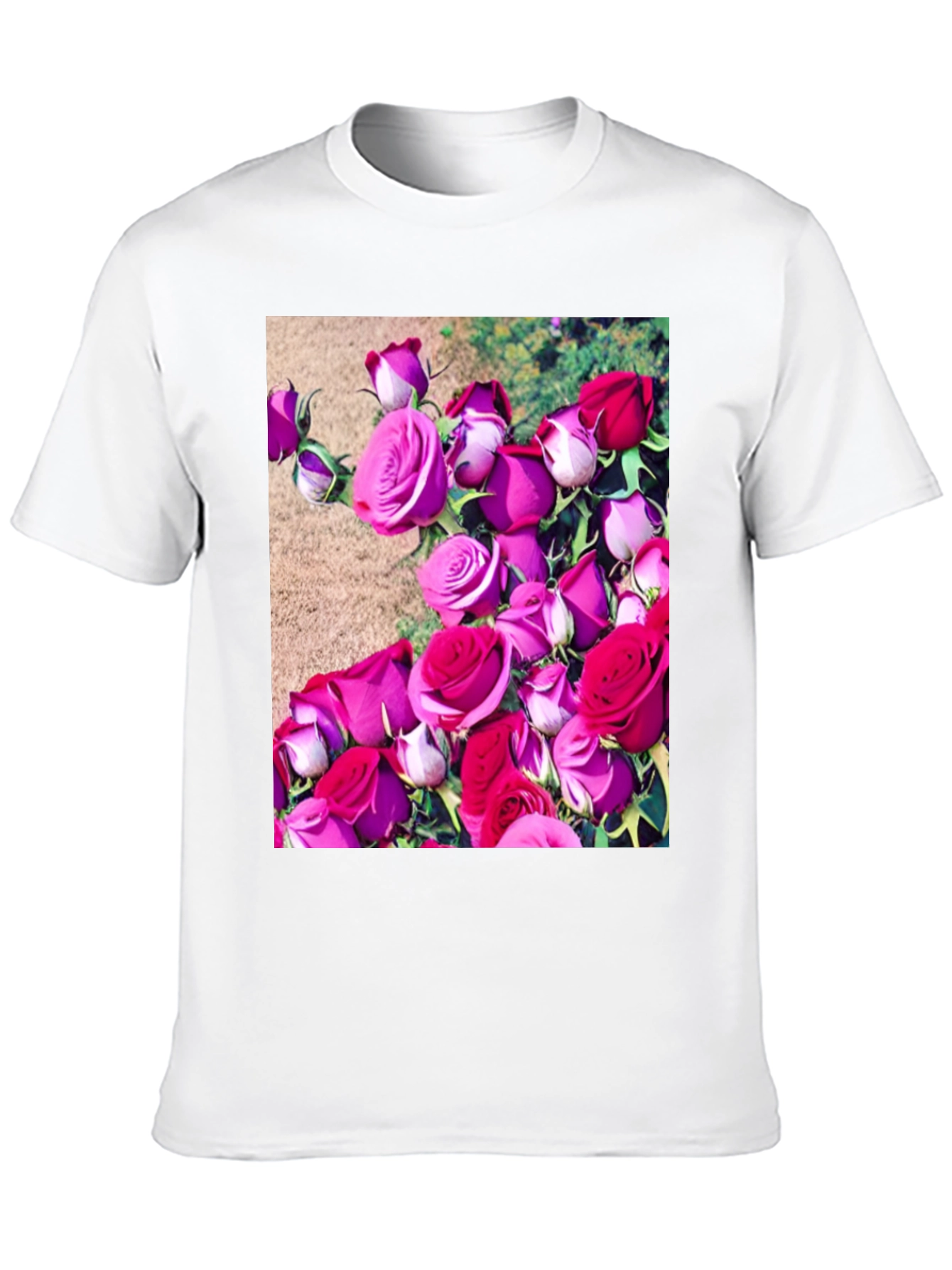 Black Floral Print T-Shirt: Roses Graphic Tee view 10