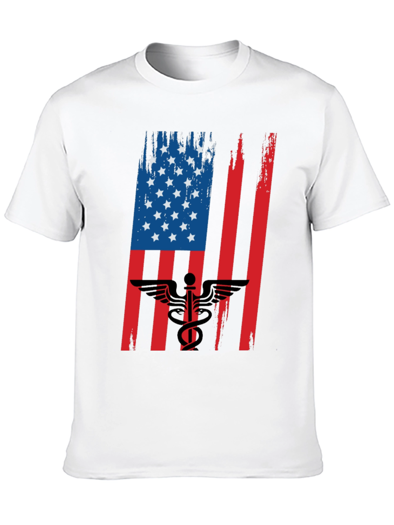 Black American Flag Medical Symbol Graphic Tee view 10