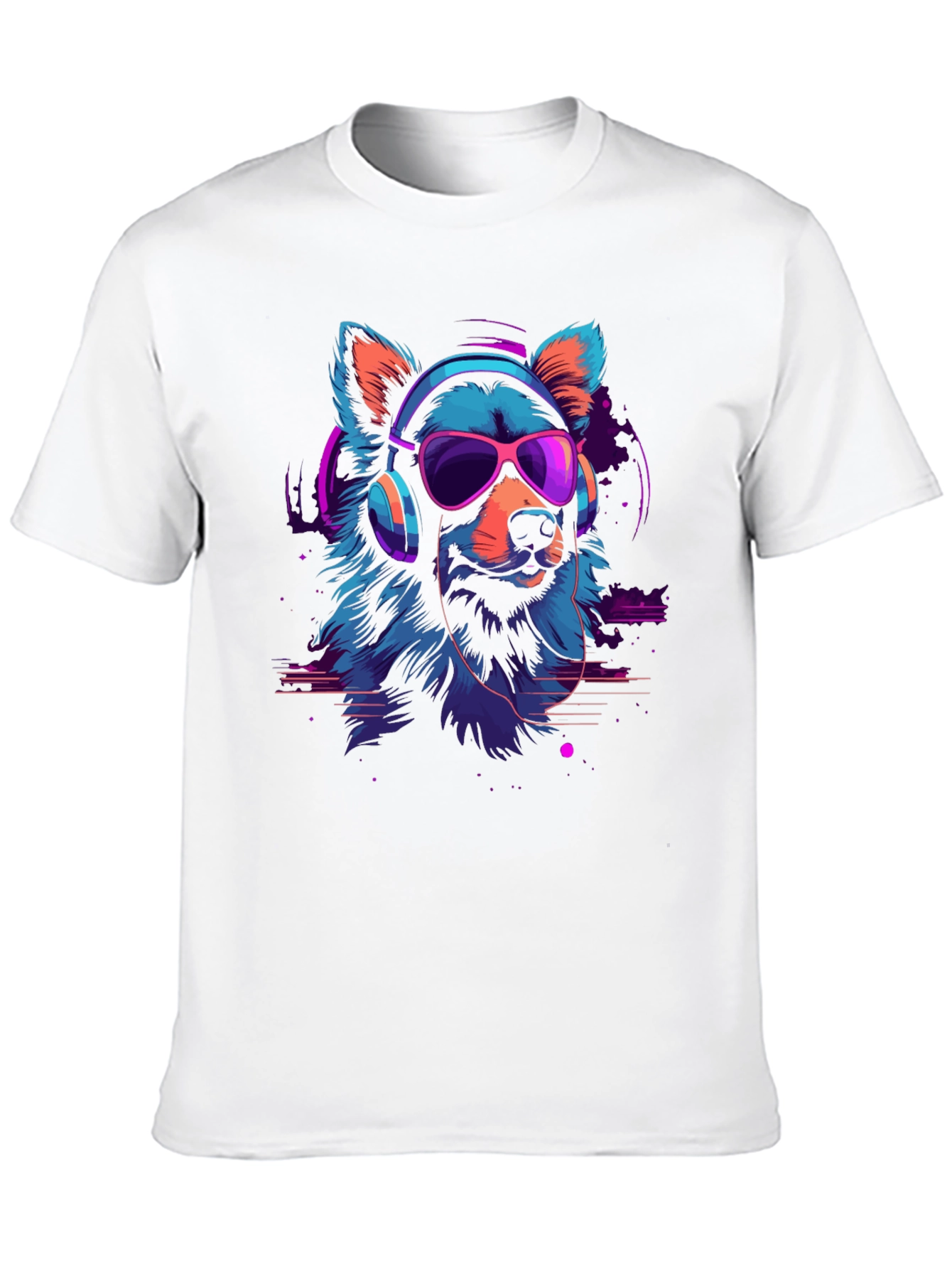 Black Cool Neon Dog Graphic T-Shirt view 10