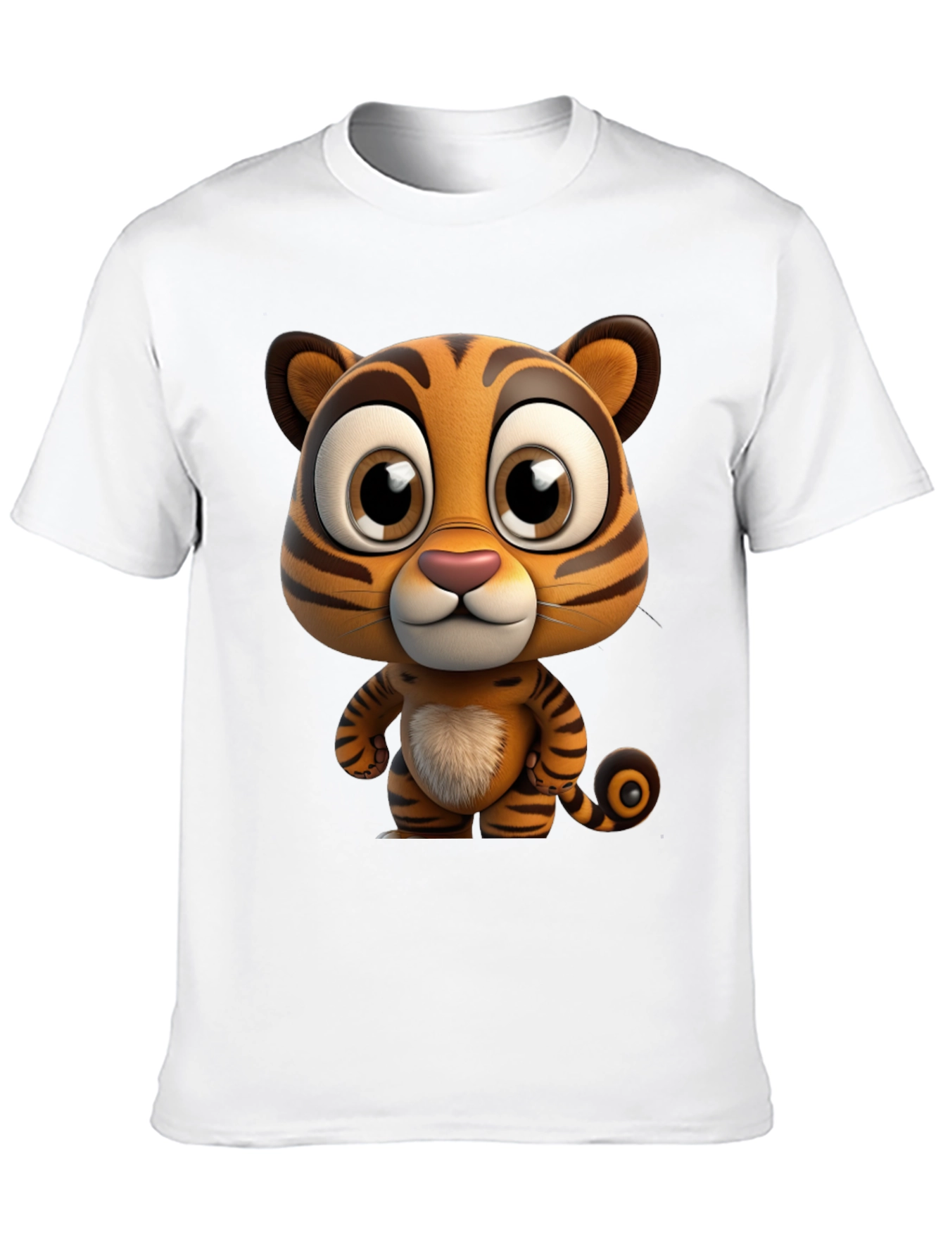 Black Cartoon Tiger Graphic Tee - Soft Black Cotton T-Shirt view 10