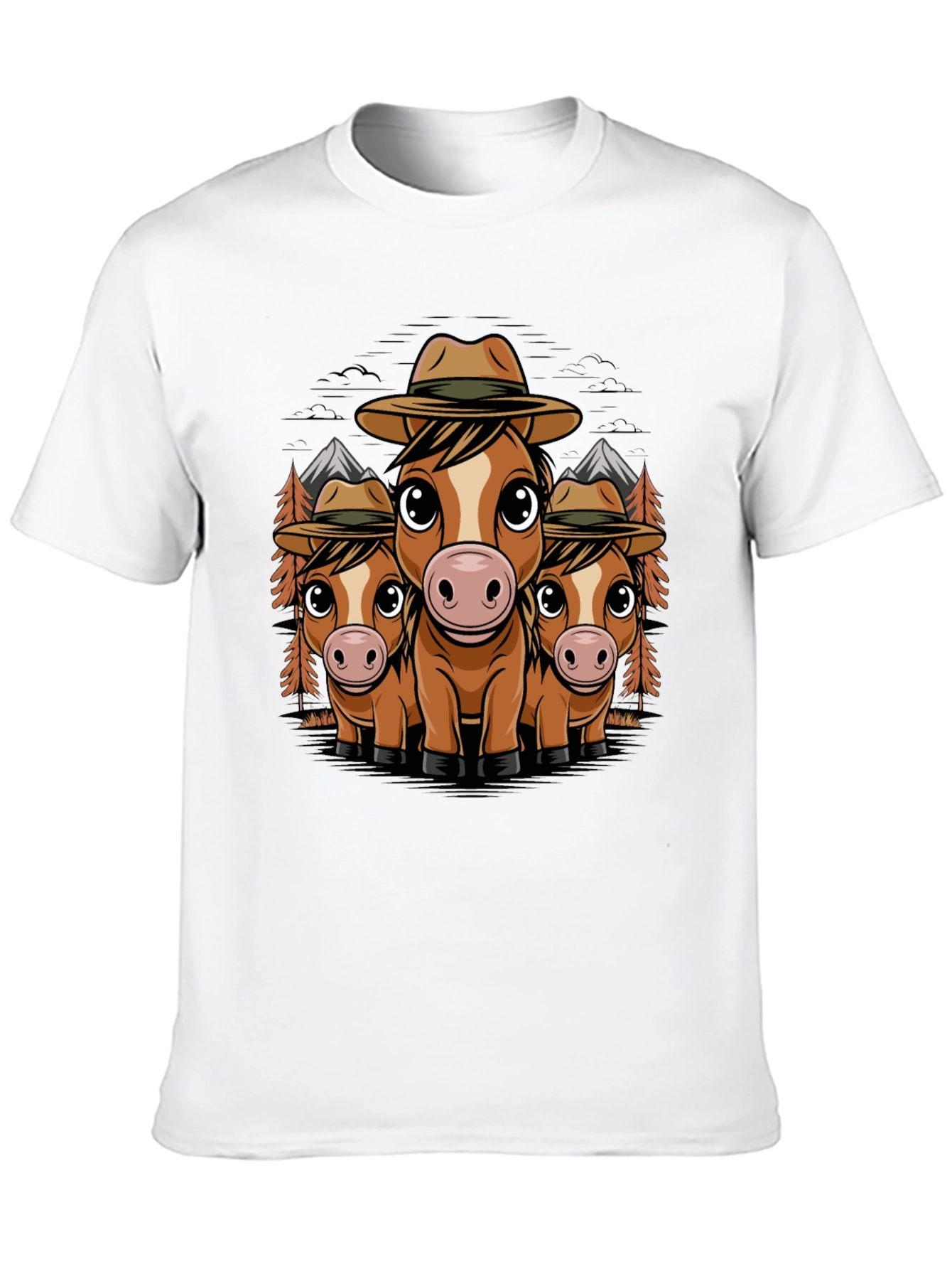 Black Cute Horse Ranger T-Shirt - Black Cotton Tee view 10