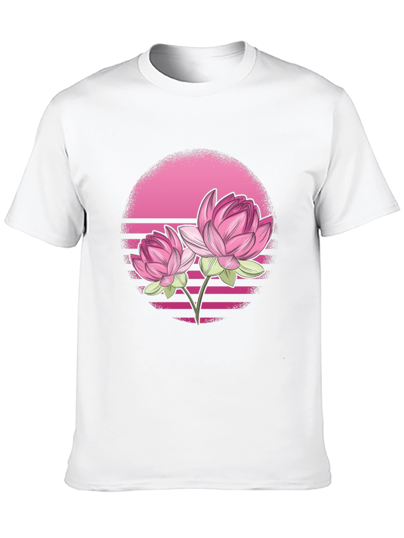 Black Pink Lotus Flower Graphic T-Shirt - Black view 10