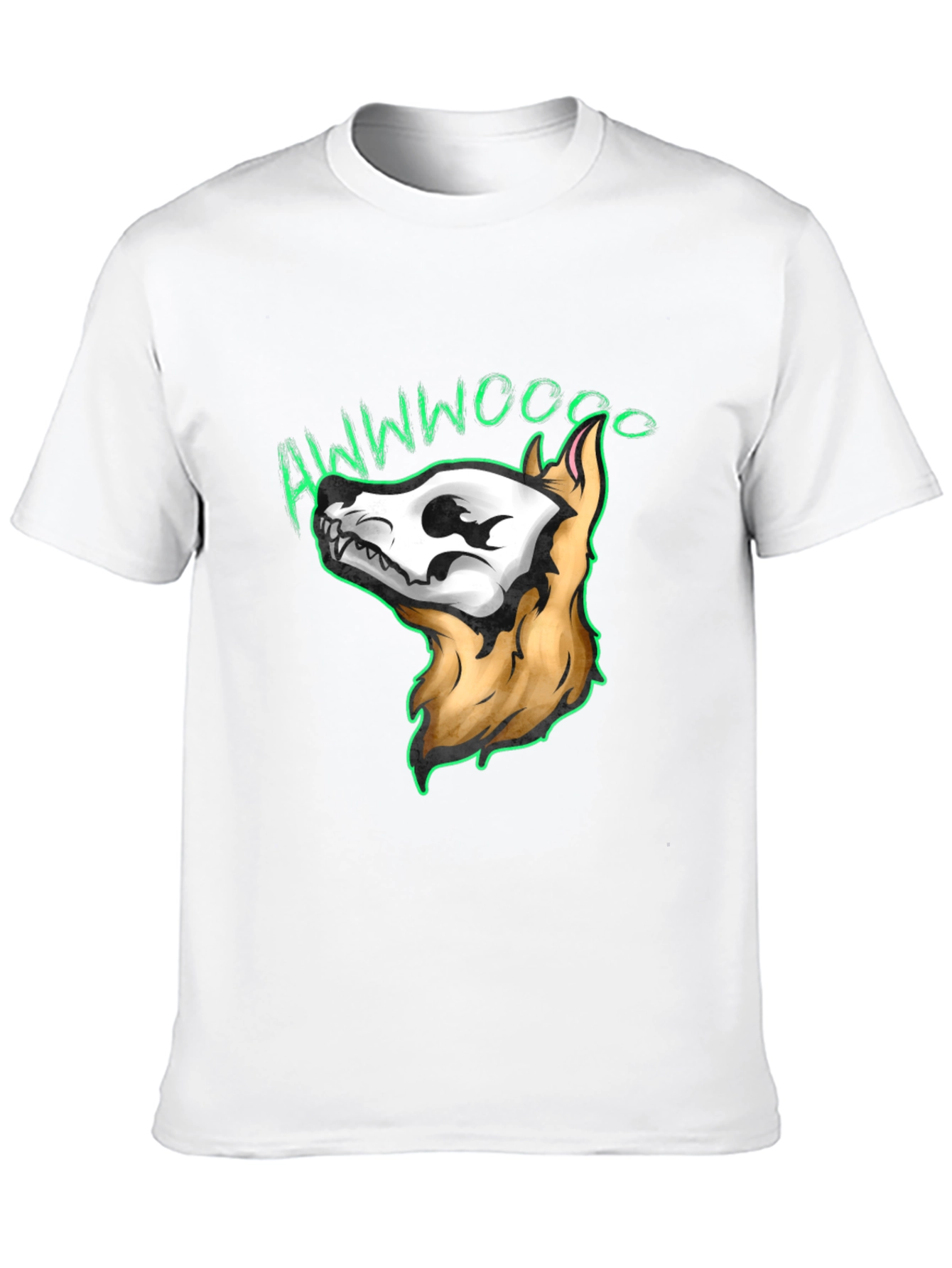 Black Awwwwoooo Skeleton Dog T-Shirt view 10