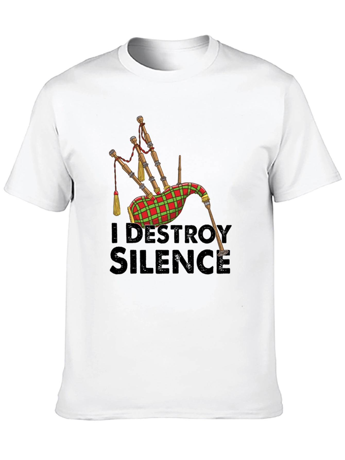 Black I Destroy Silence Bagpipe T-Shirt view 10