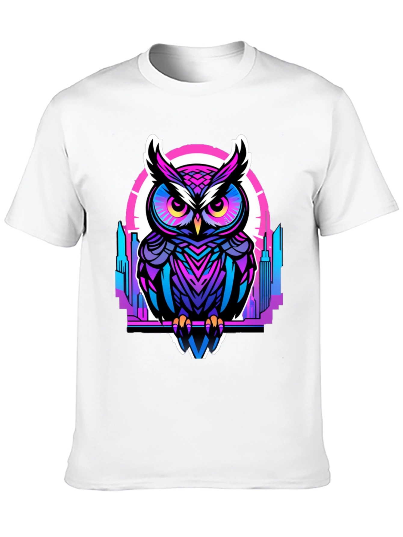 Black Cyberpunk Owl Graphic Tee - Men's Black T-Shirt view 10