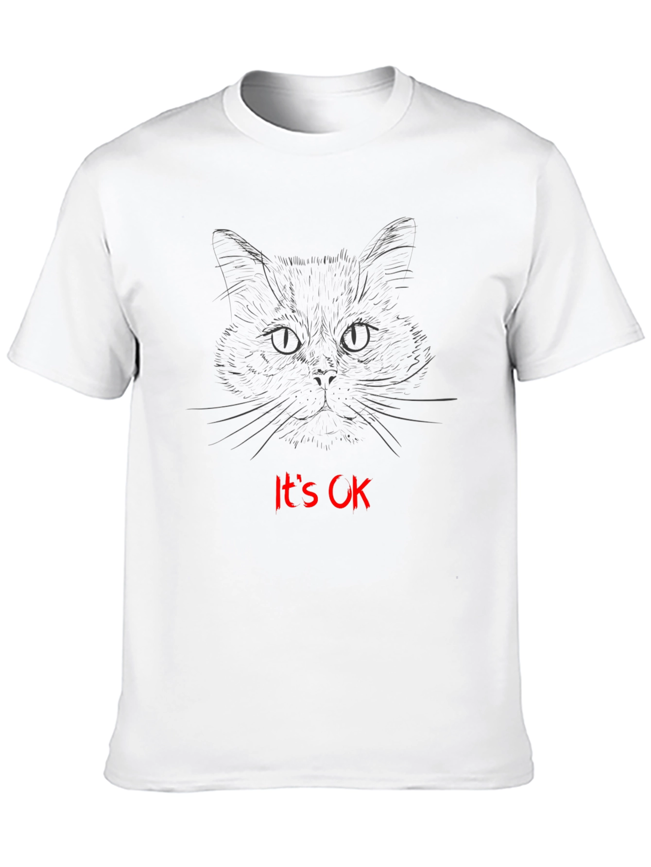 Black Cat Sketch "It's OK" Graphic T-Shirt view 10