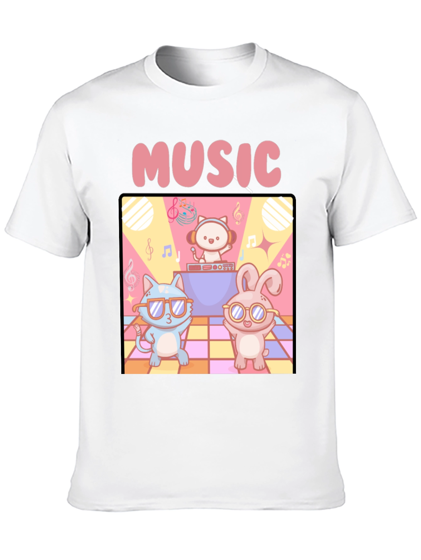 Black Music Cats and Bunny DJ T-Shirt view 10