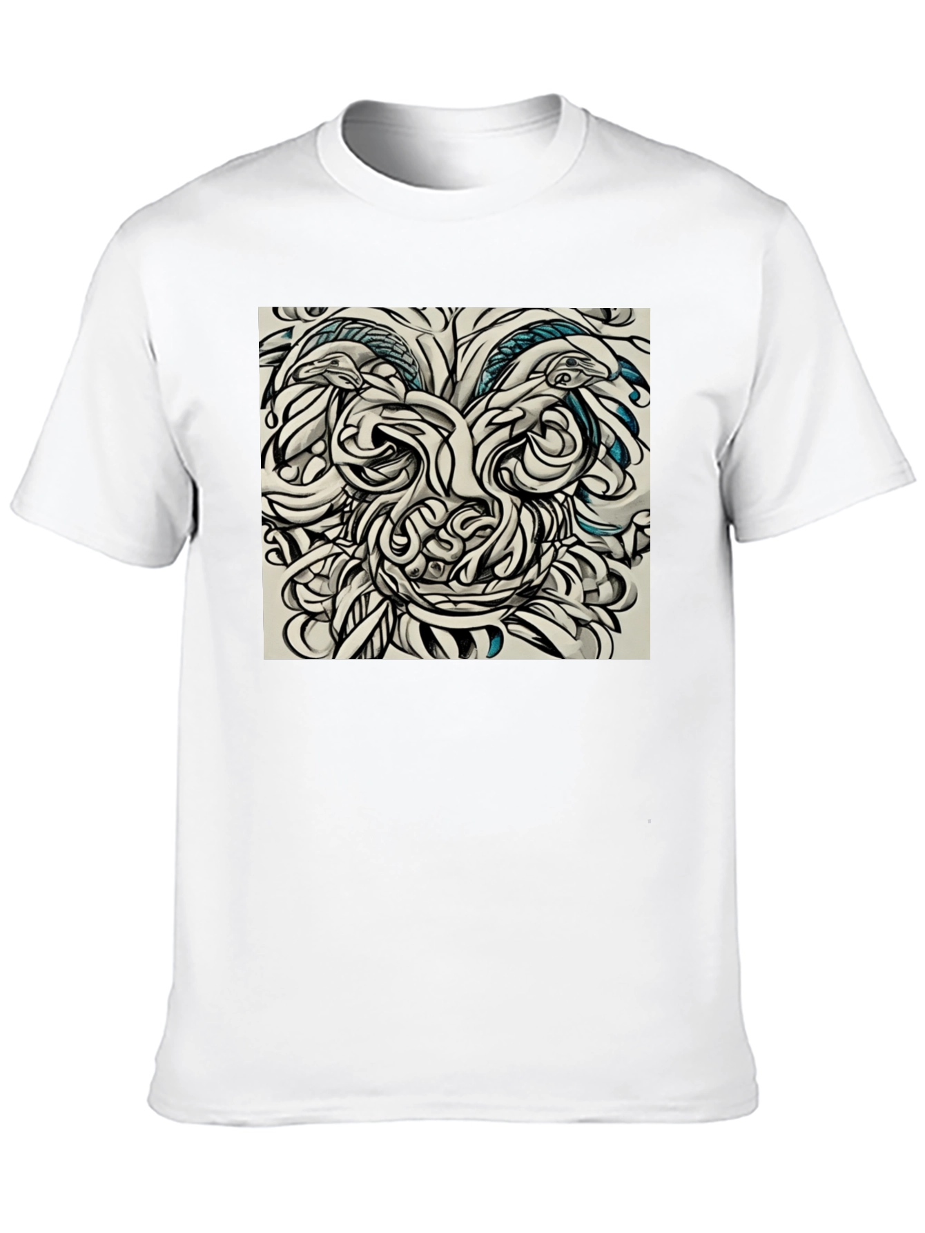 Black Abstract Face Graphic Tee - Black Cotton Comfort view 10