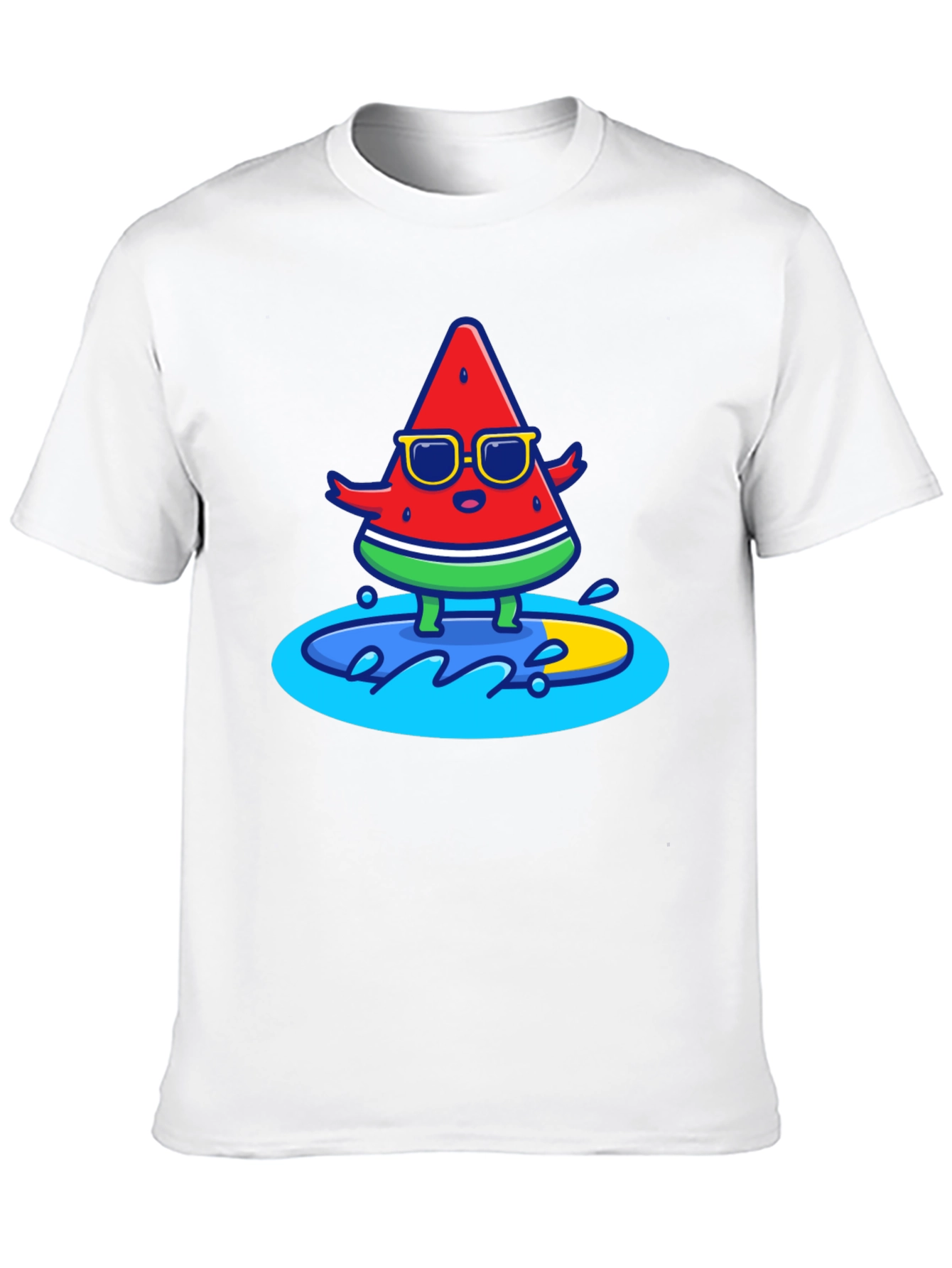 Black Cool Watermelon Surfing Graphic T-Shirt view 10