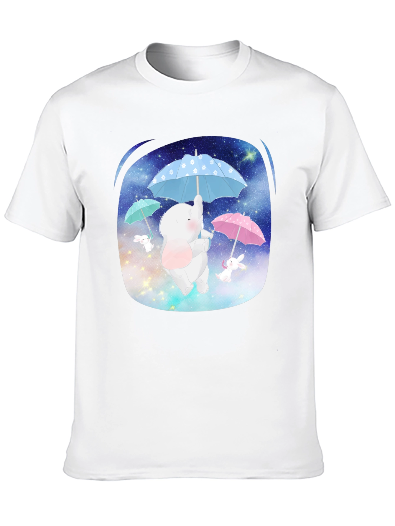 Black Cute Elephant & Bunny Tee - Dreamy Design view 10
