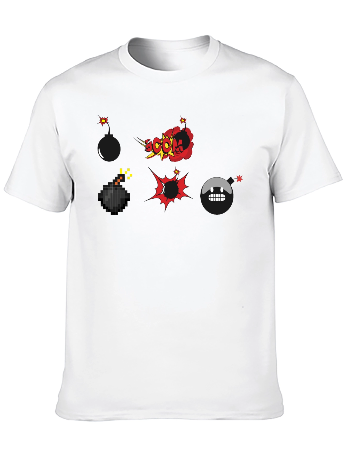 Black Cartoon Bomb Explosion Black T-Shirt view 10