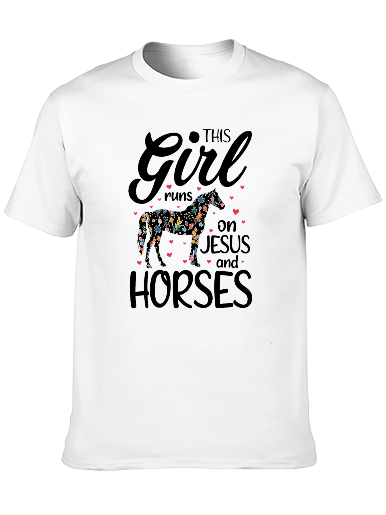 Black This Girl Runs on Jesus and Horses T-Shirt view 10