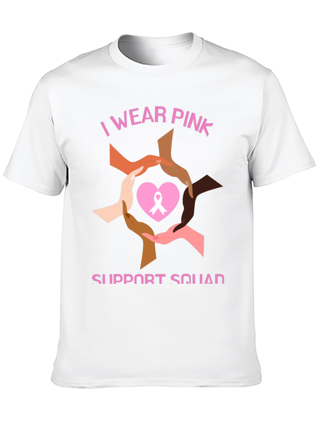 Black I Wear Pink Breast Cancer Support T-Shirt view 10